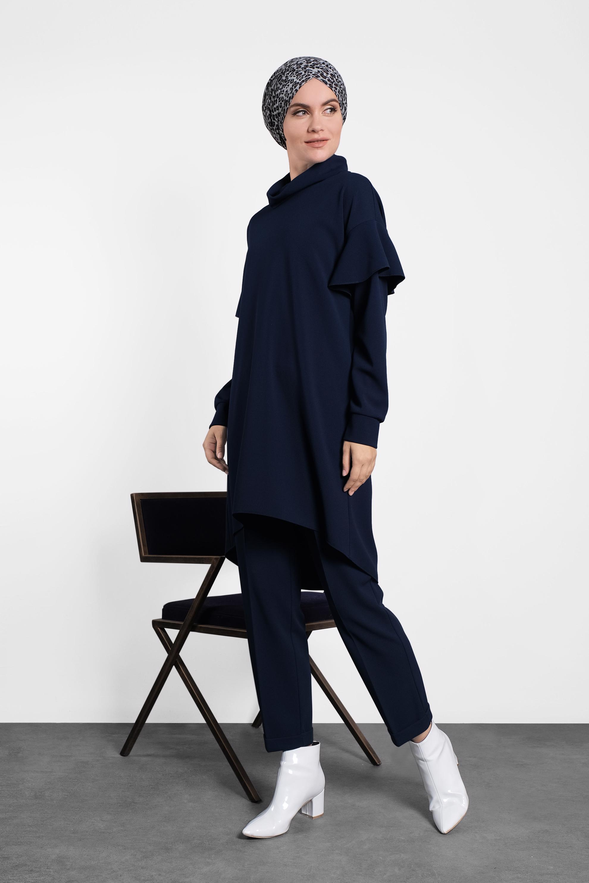 Hijab clothing NAVY BLUE FLOUNCE SUIT 40146 