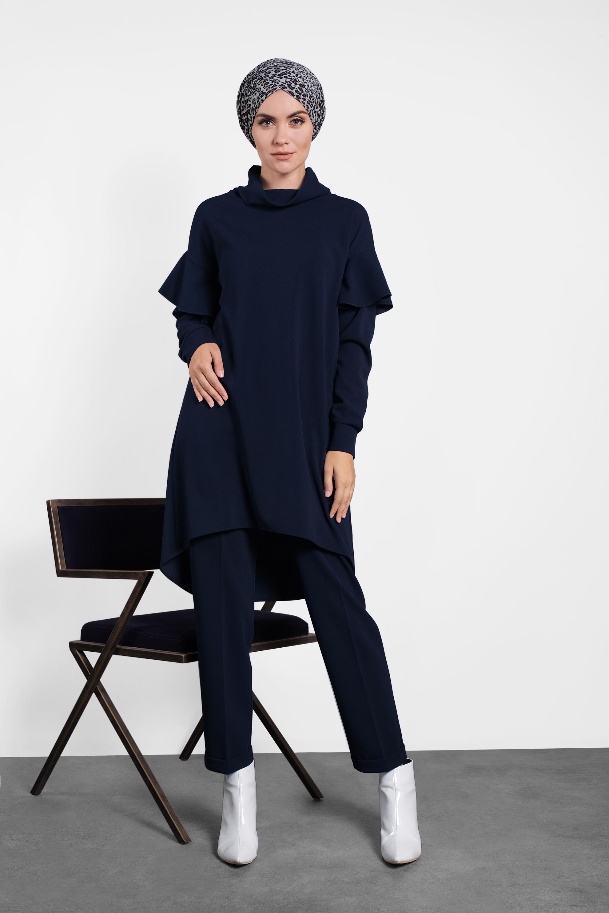 Hijab clothing NAVY BLUE FLOUNCE SUIT 40146 