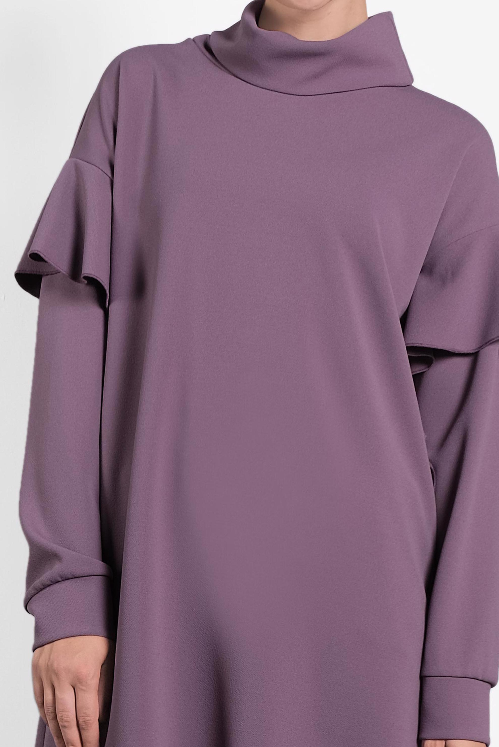 Tesettür giyim PEMBE OMUZLARI VOLANLI İKİLİ PANTOLONLU TAKIM 40146 