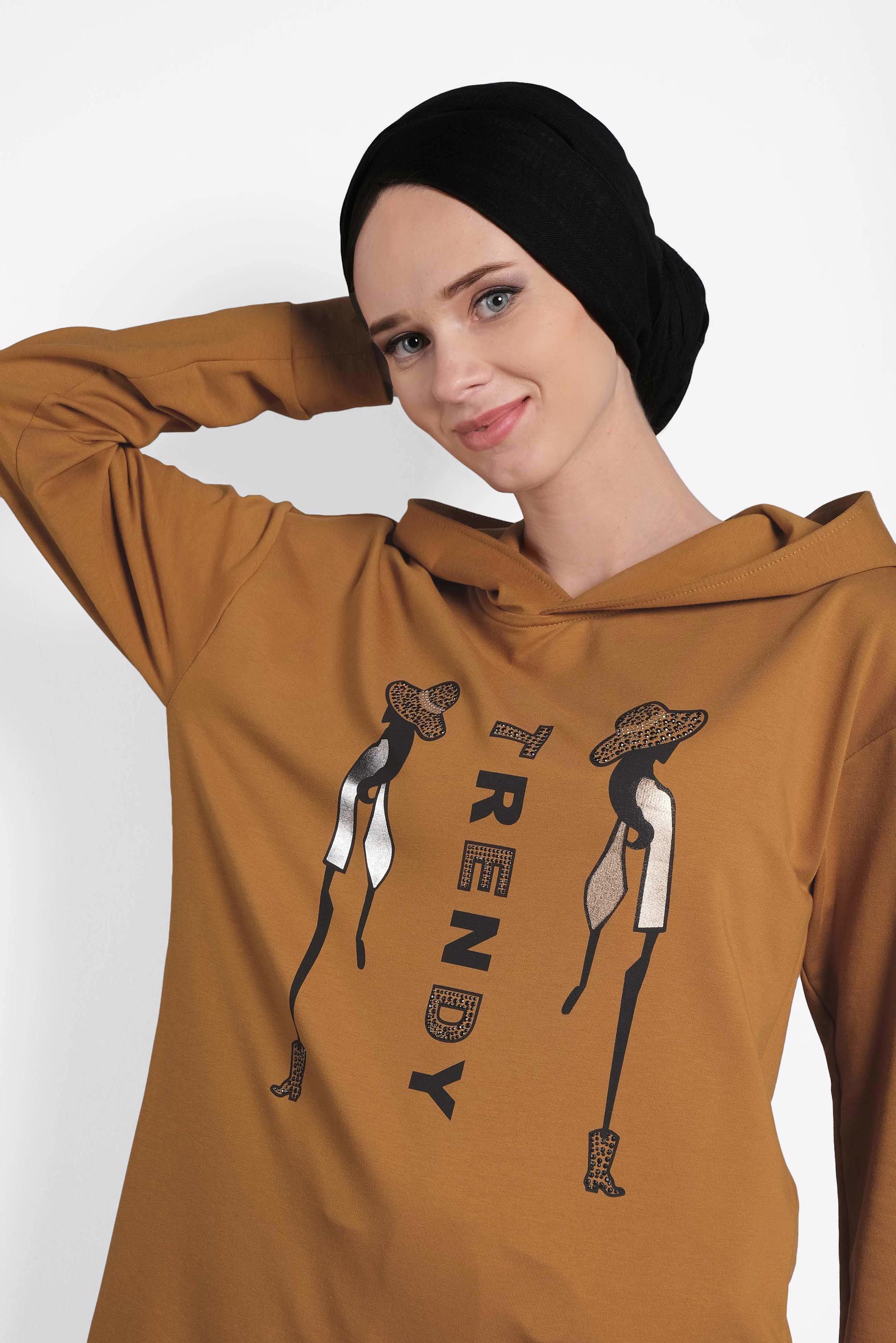 Hijab clothing YELLOW PRINTED SPORT TUNIC 40227 