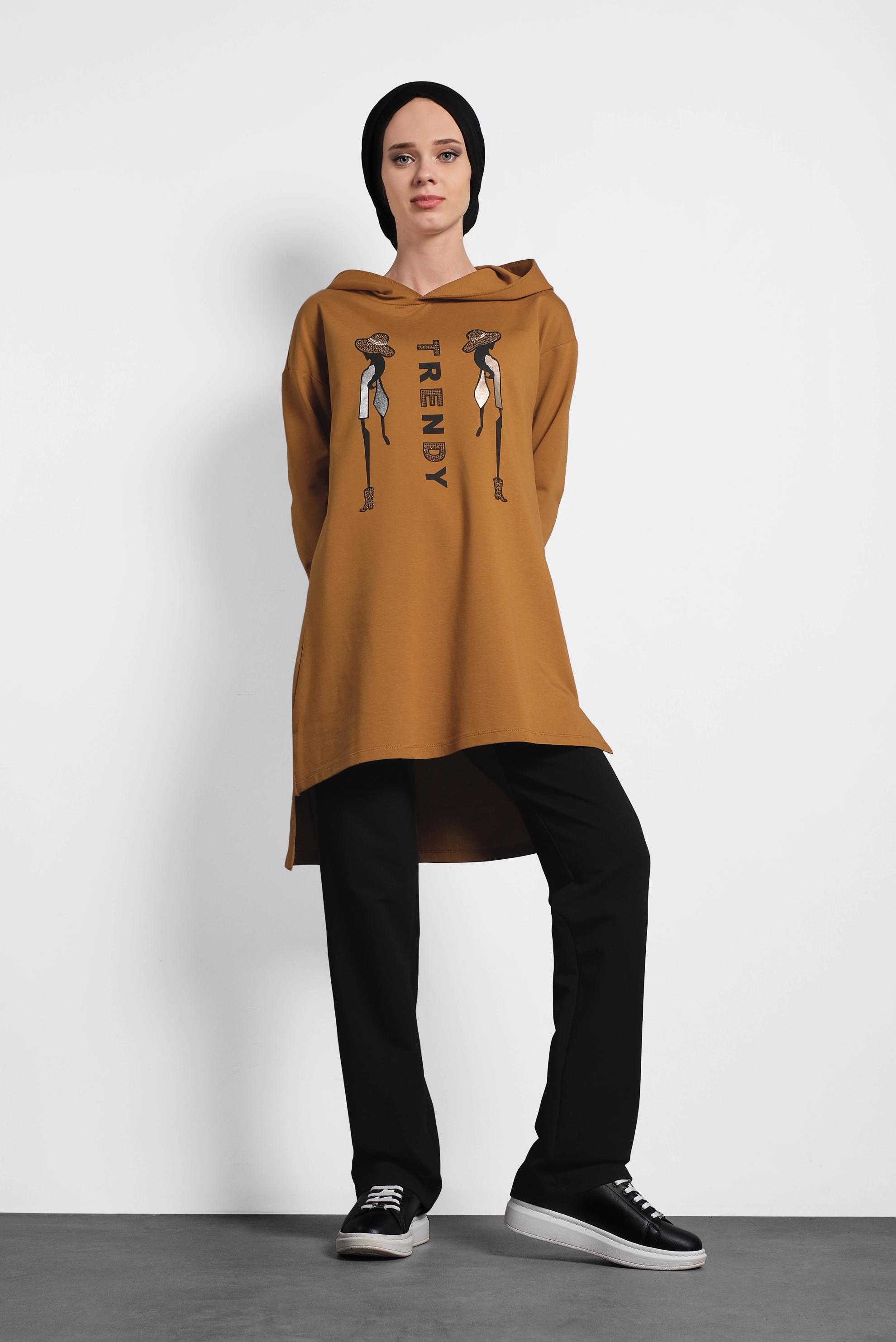 Hijab clothing YELLOW PRINTED SPORT TUNIC 40227 