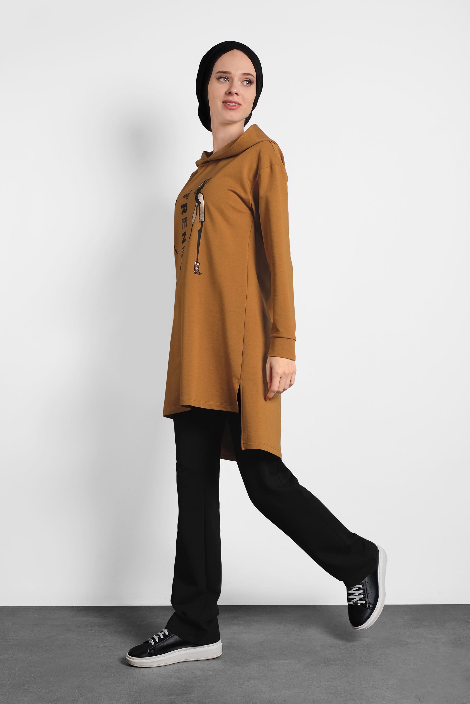 Hijab clothing YELLOW PRINTED SPORT TUNIC 40227 