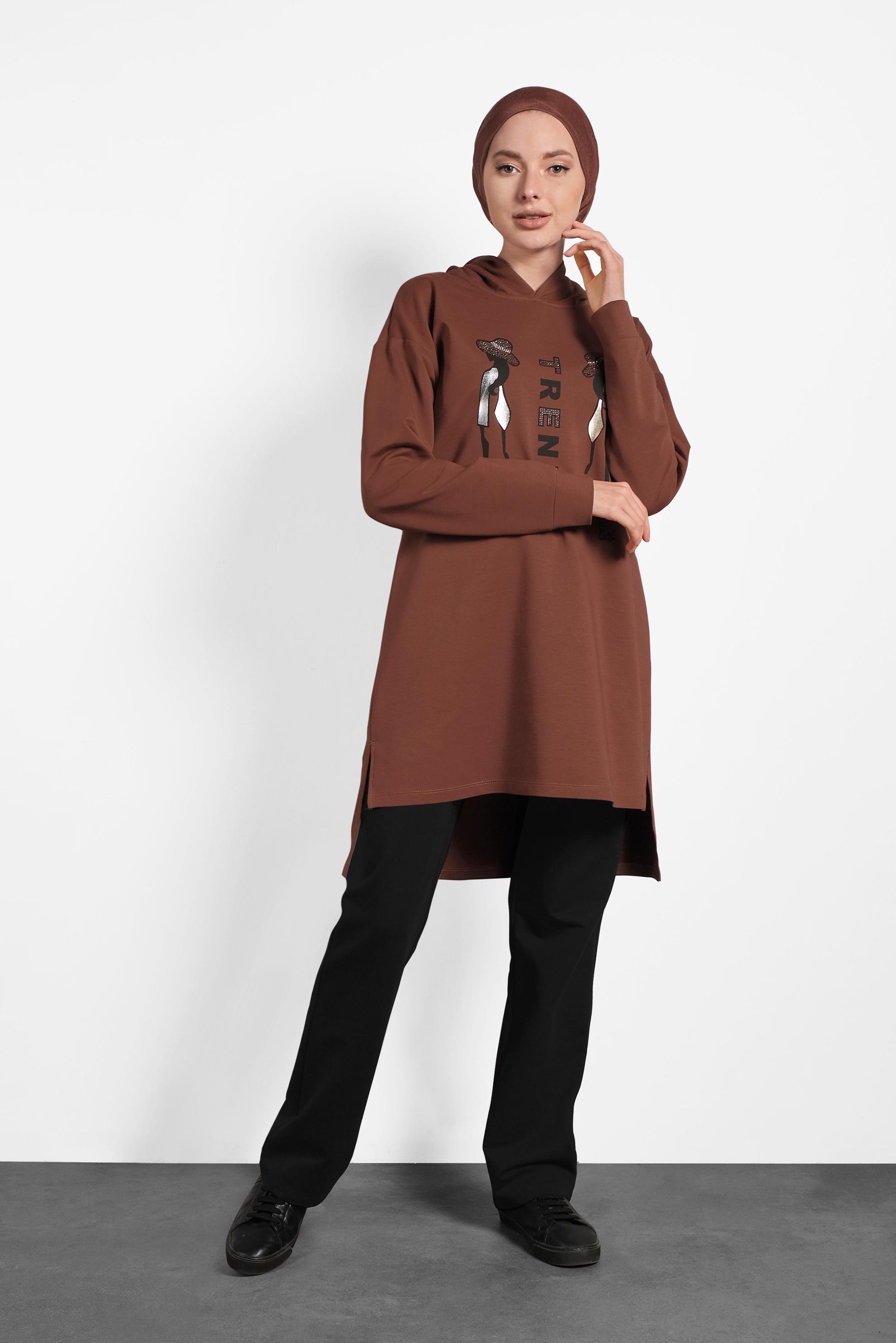 Vêtements hijab ROUGE BORDEAUX SURVÊTEMENT À IMPRIMÉ 40227 