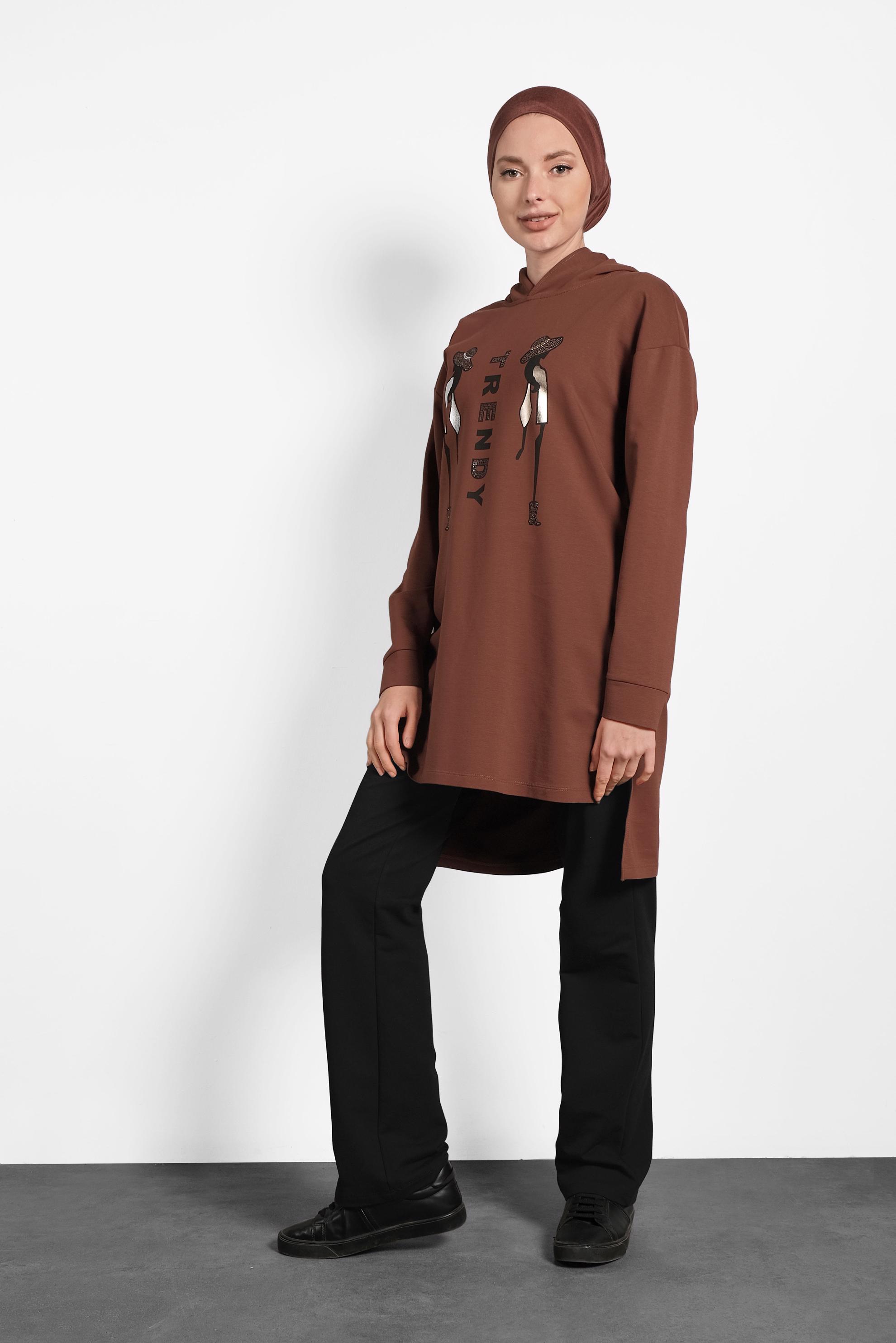 Vêtements hijab ROUGE BORDEAUX SURVÊTEMENT À IMPRIMÉ 40227 