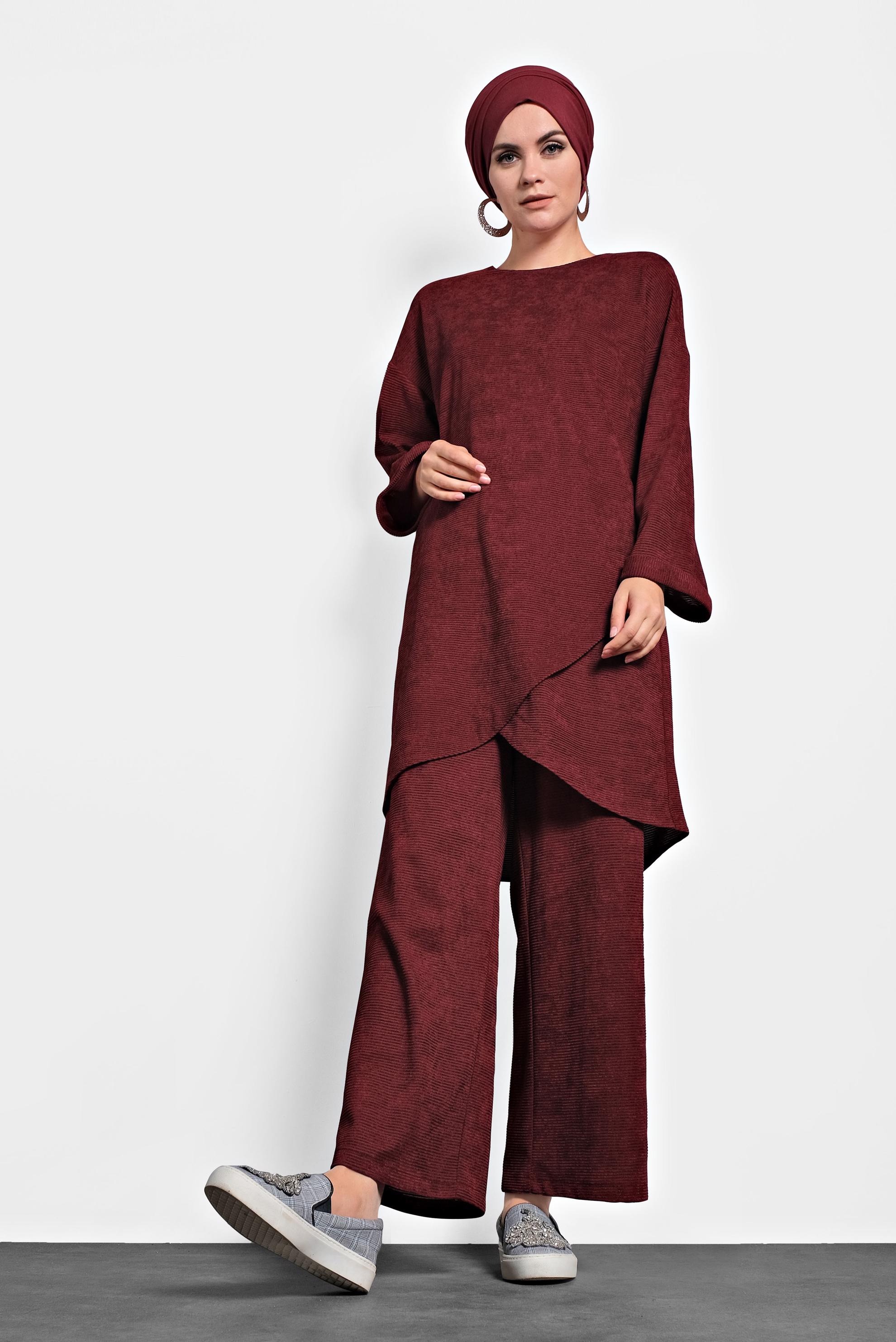 Hijab clothing CLARET RED CORDUROY SUIT 40268 