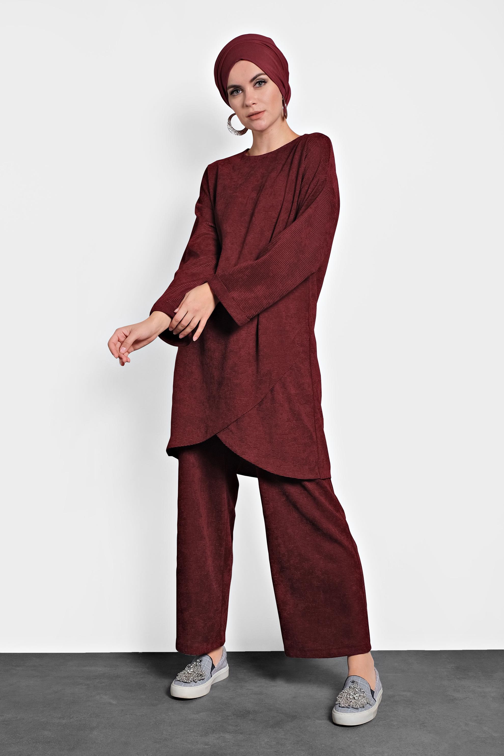 Hijab clothing CLARET RED CORDUROY SUIT 40268 