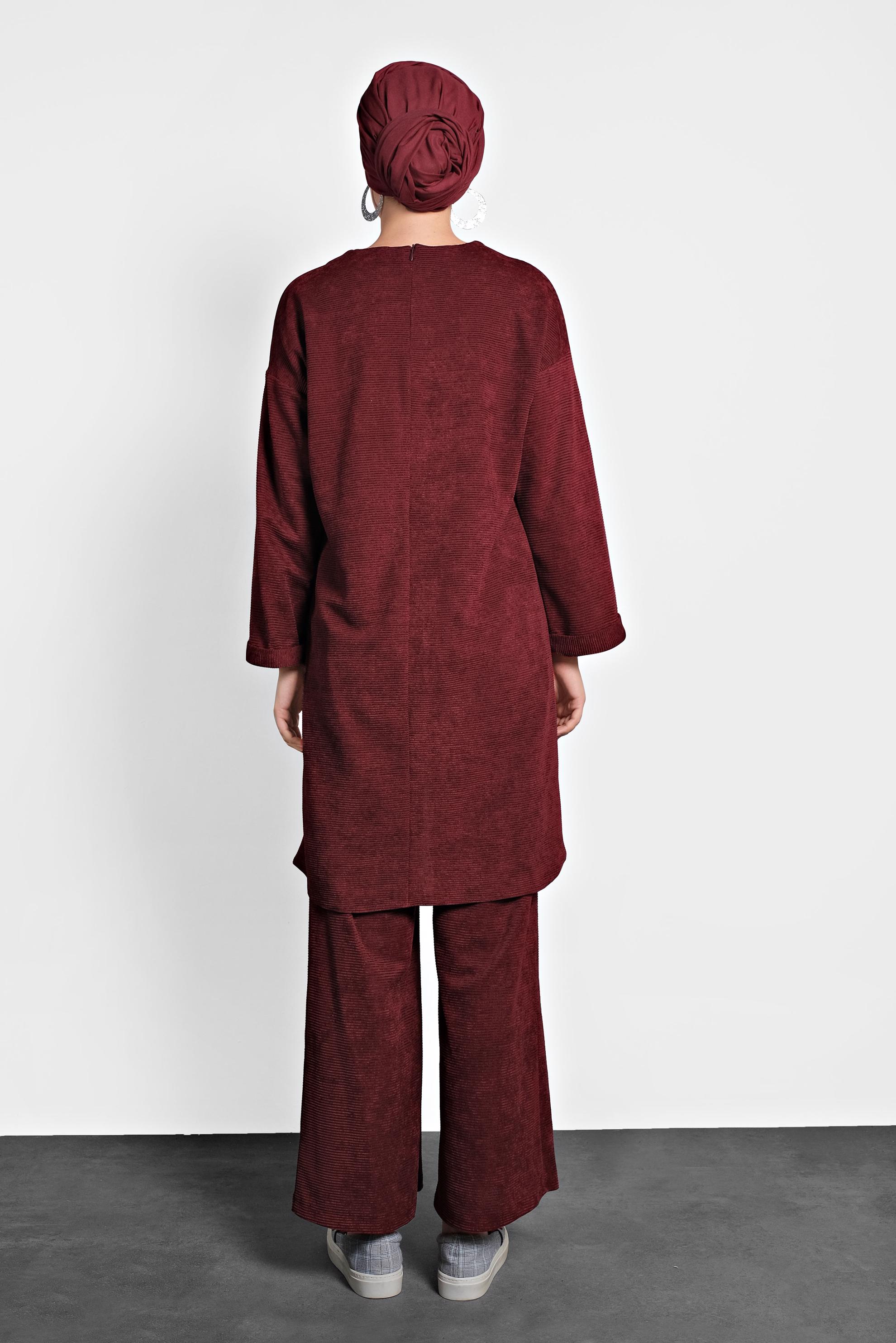 Hijab clothing CLARET RED CORDUROY SUIT 40268 