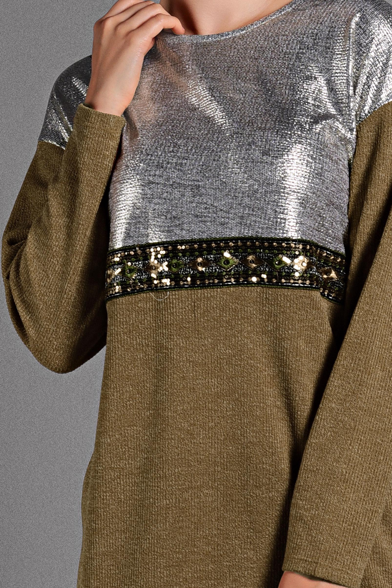 Tesettür giyim TABA ETNİK DESENLİ TRİKO TUNİK 4011