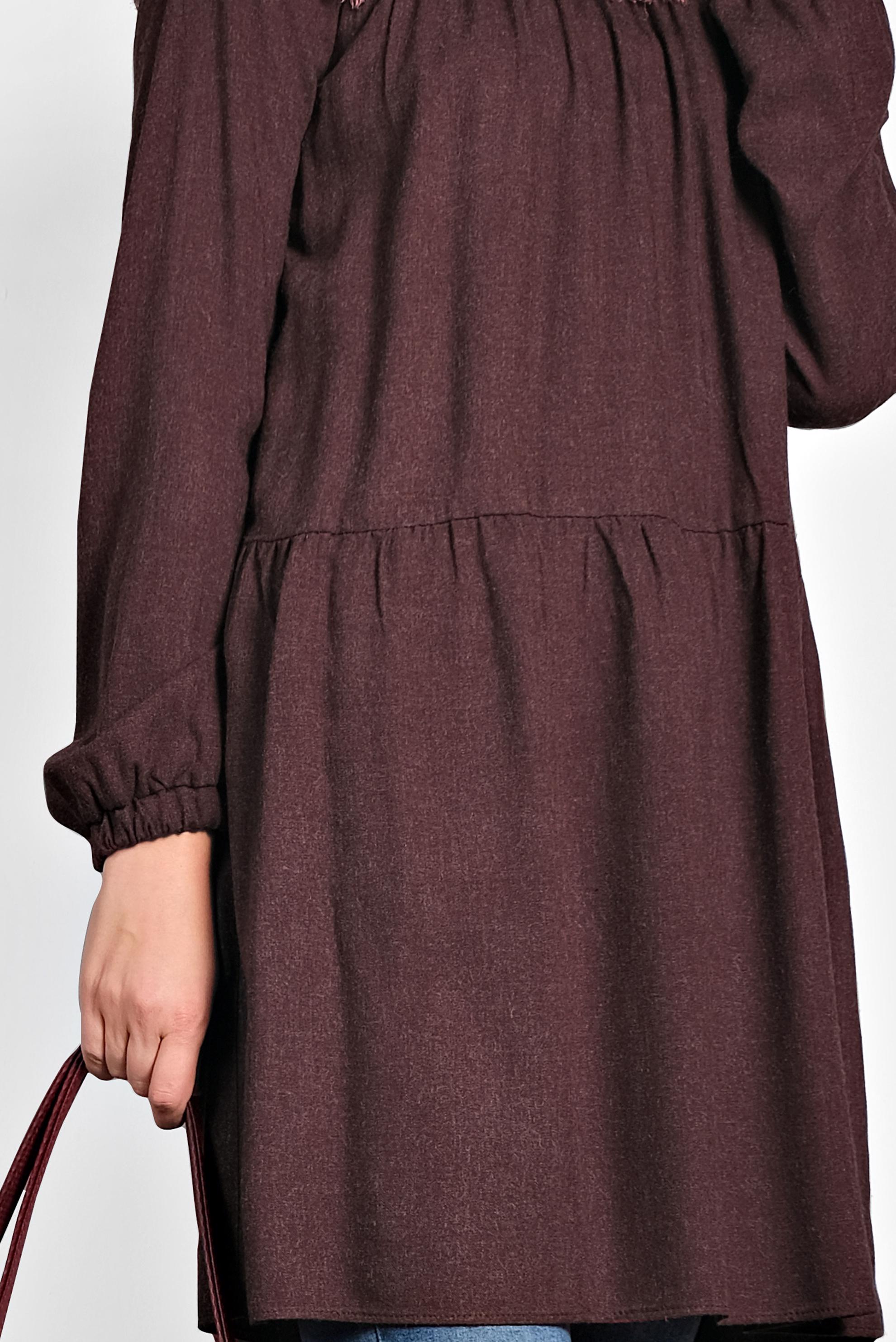 Tesettür giyim BORDO PÜSKÜLLÜ PULLU PAYETLİ TUNİK 40116