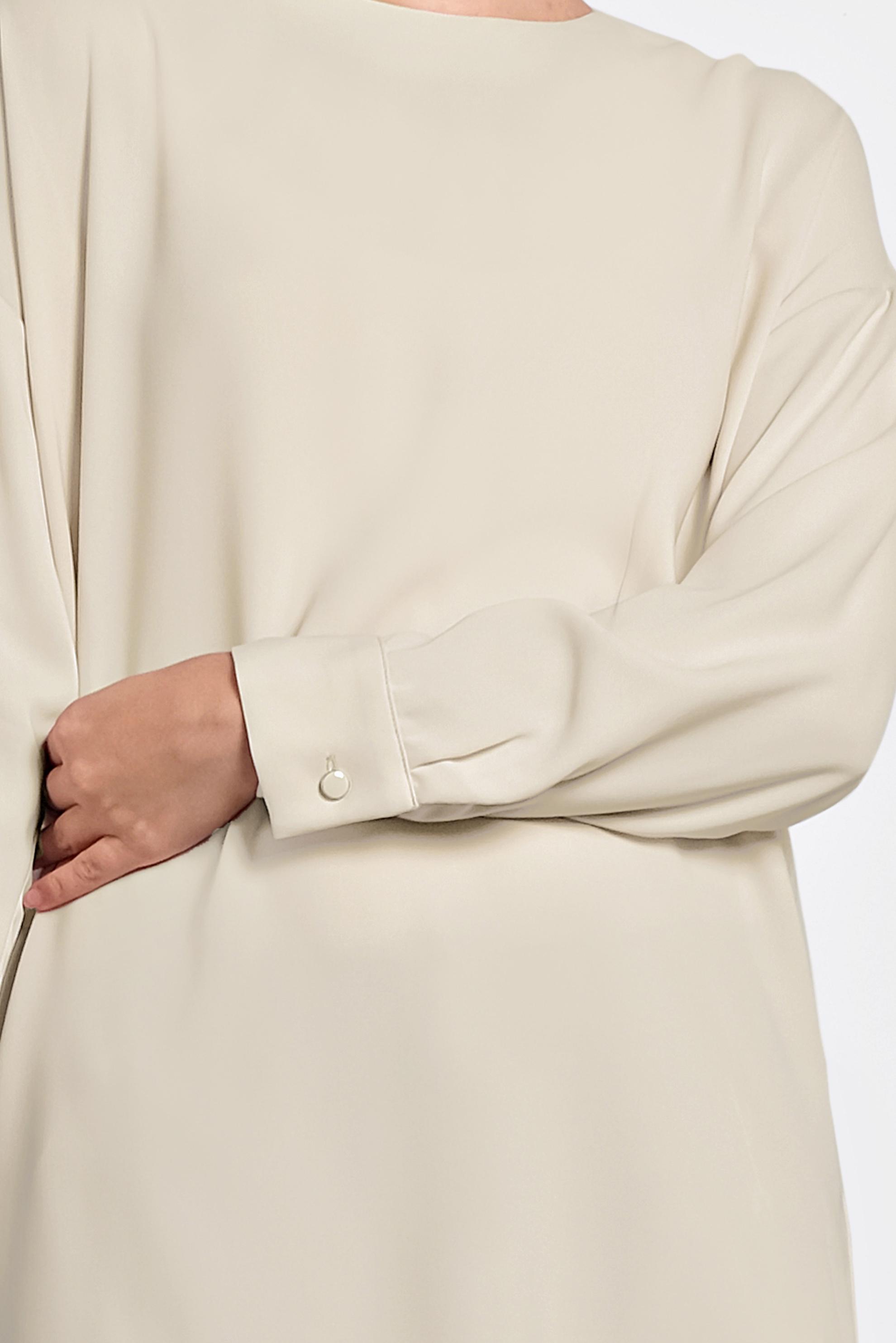 Tesettür giyim BEJ ASİMETRİK KESİM TUNİK 40168