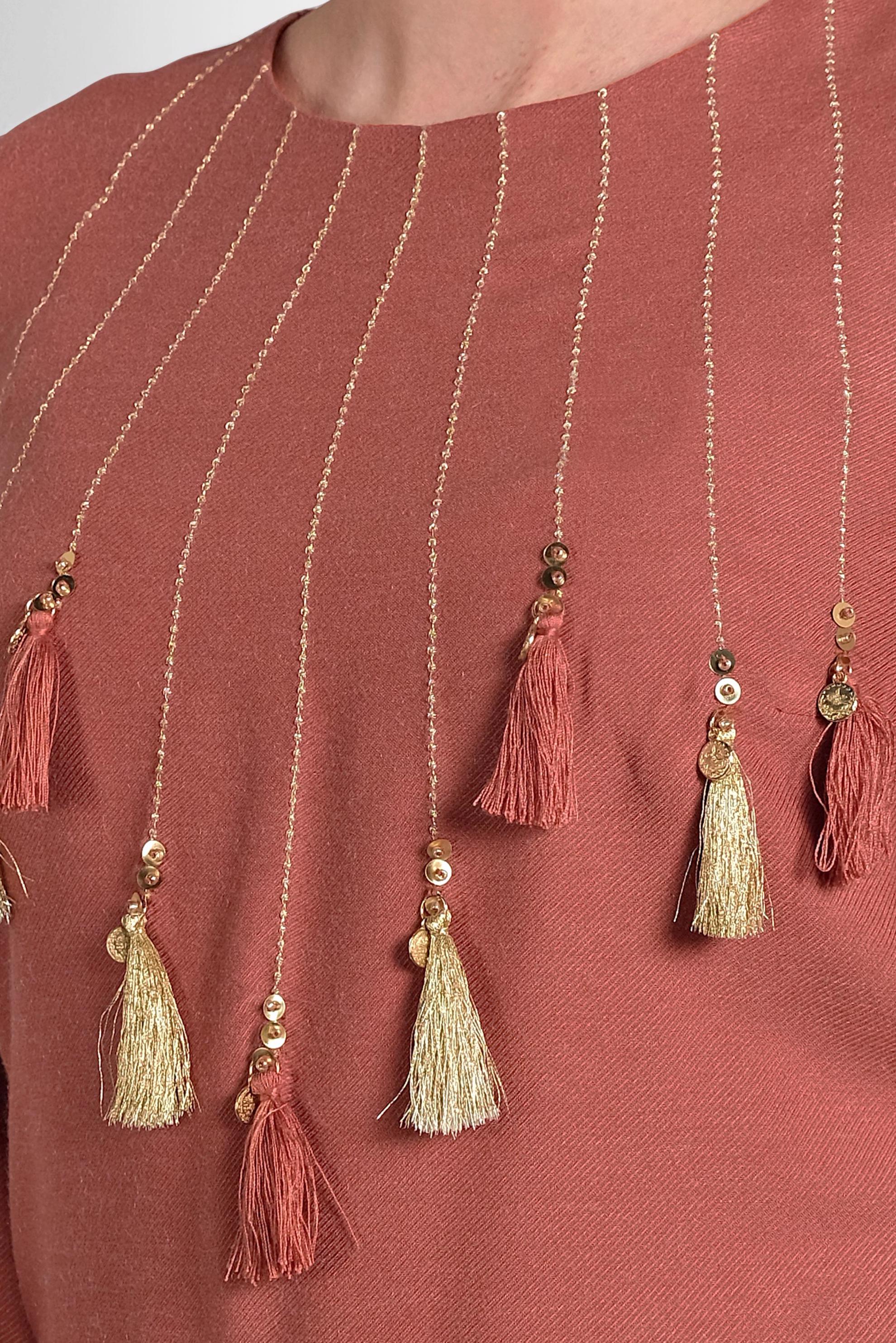 Tesettür giyim TURUNCU PÜSKÜLLÜ TUNİK 40290