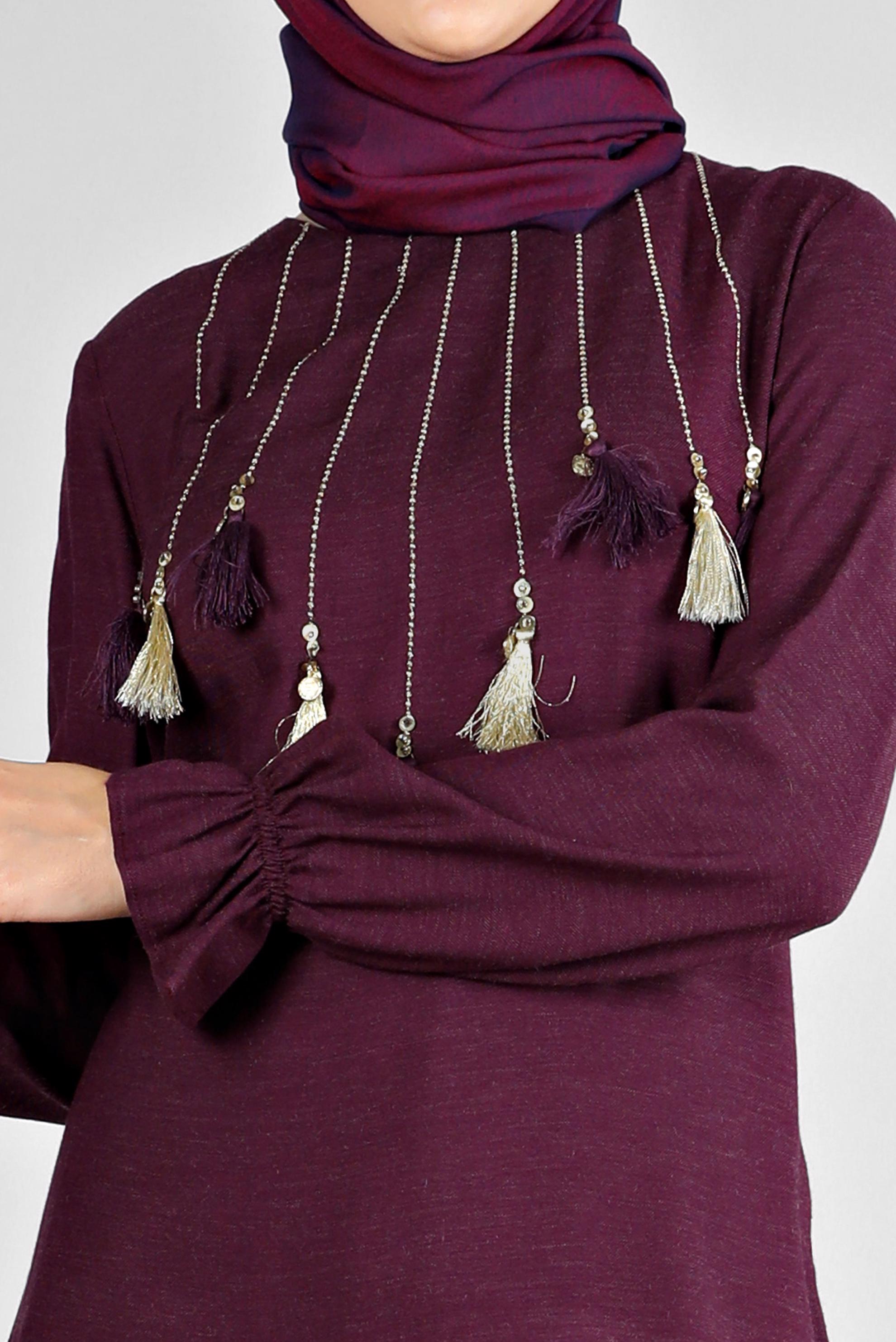 Tesettür giyim MOR PÜSKÜLLÜ TUNİK 40290