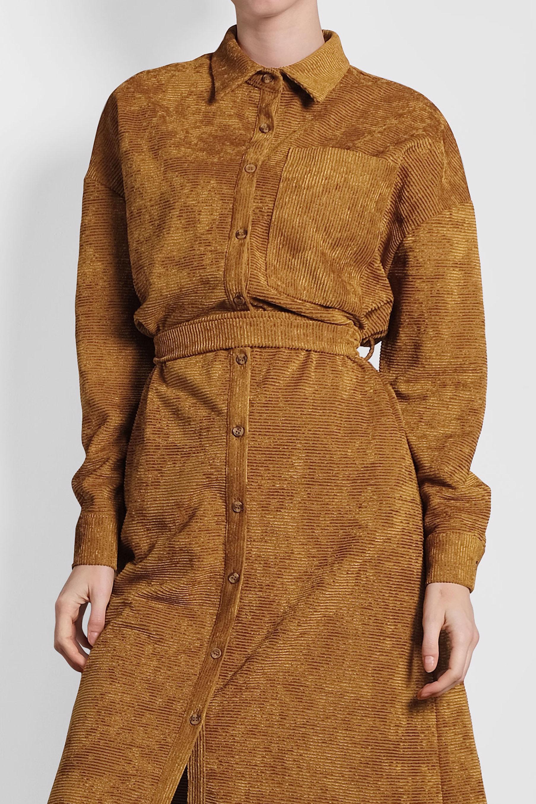 Tesettür giyim TABA KADİFE FİTİLLİ DÜĞMELİ TUNİK 40301