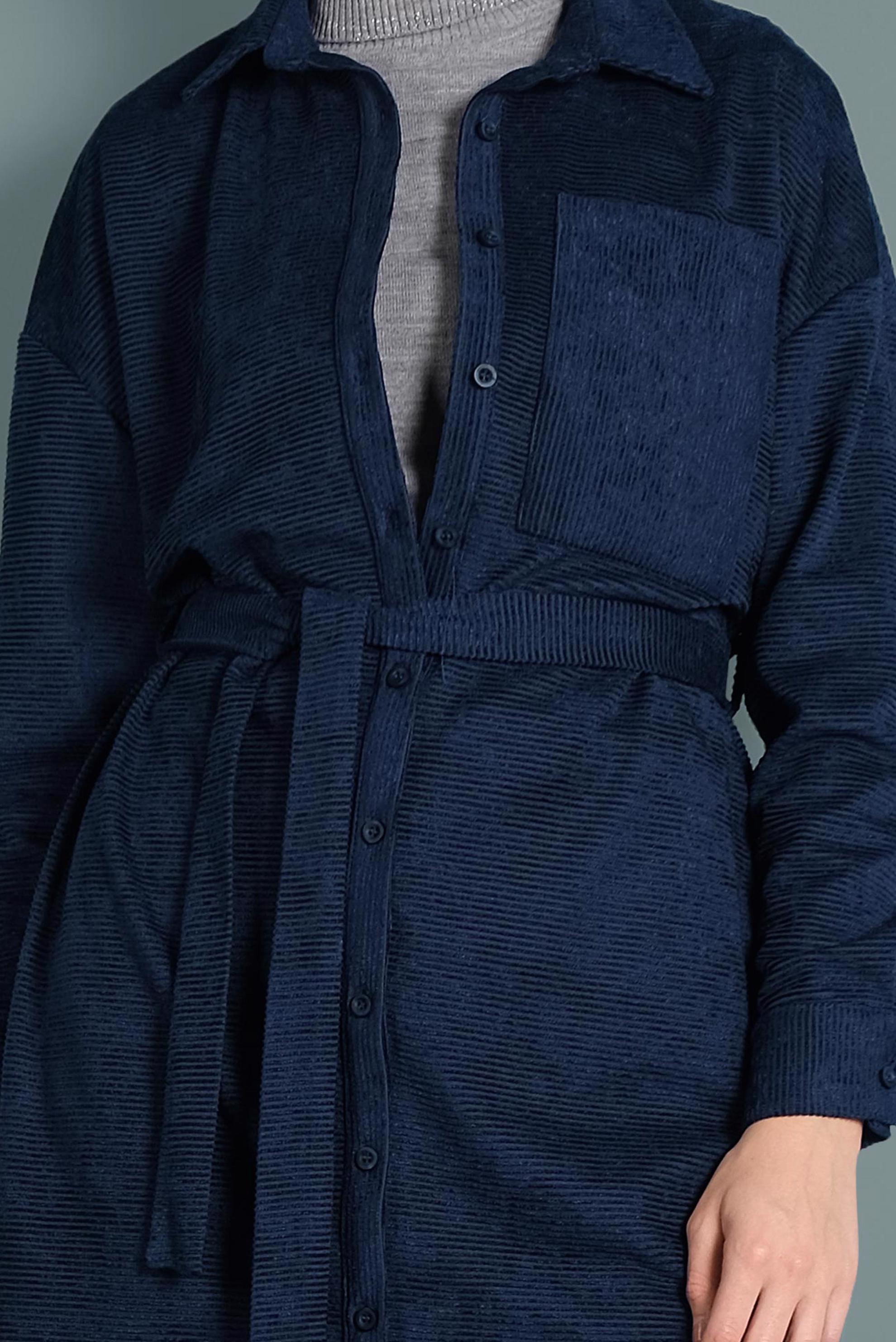 Tesettür giyim LACİVERT KADİFE FİTİLLİ DÜĞMELİ TUNİK 40301