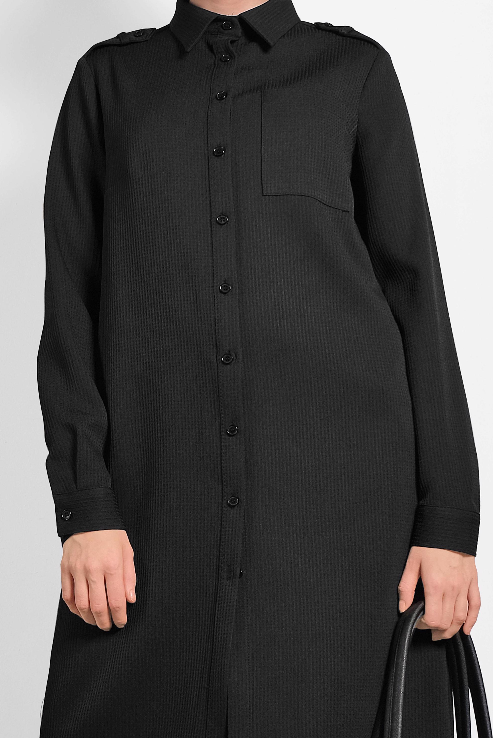 Tesettür giyim SİYAH BOYDAN DÜĞMELİ TUNİK 40373 