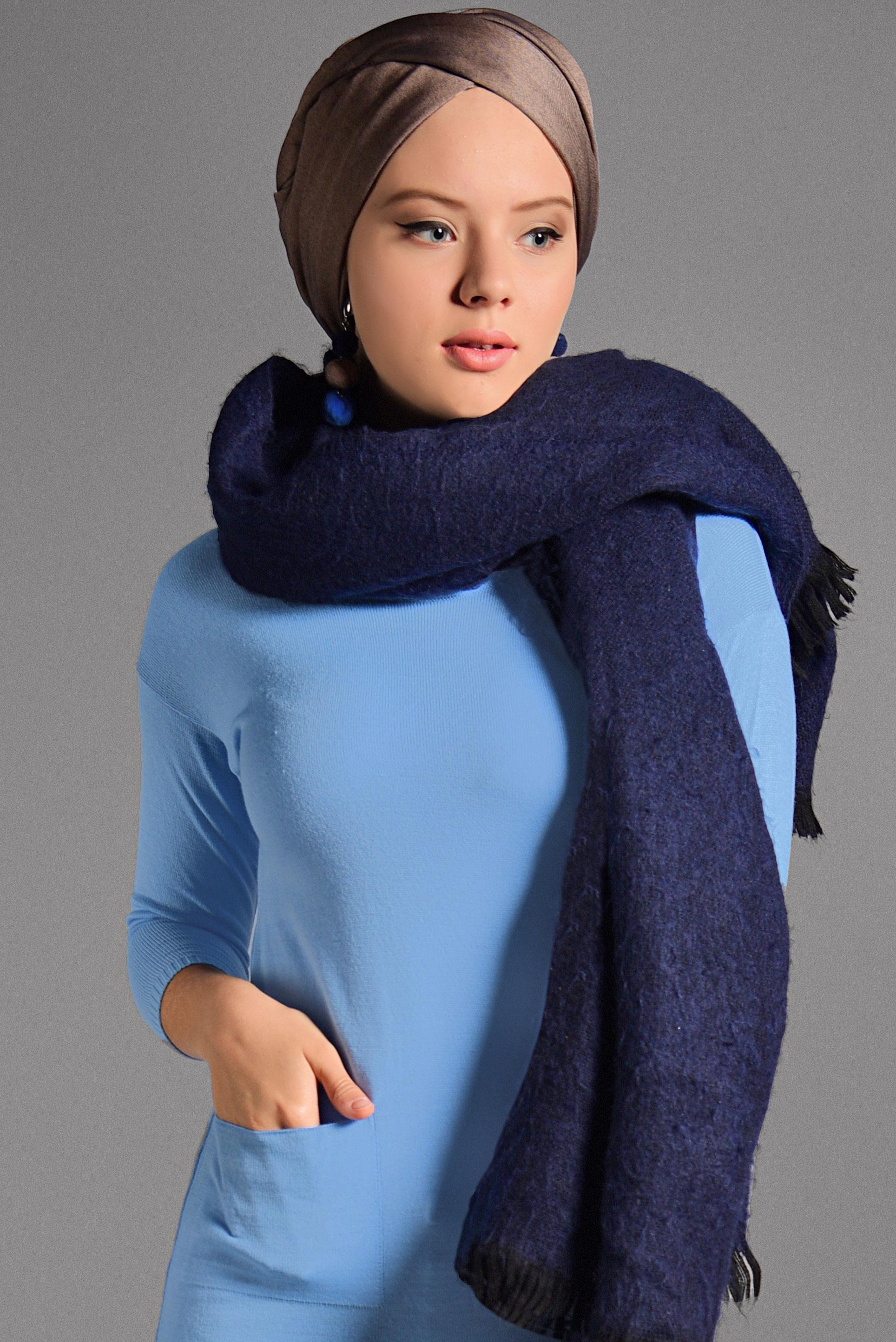 Tesettür giyim MAVİ CEPLİ TRİKO TUNİK 40424