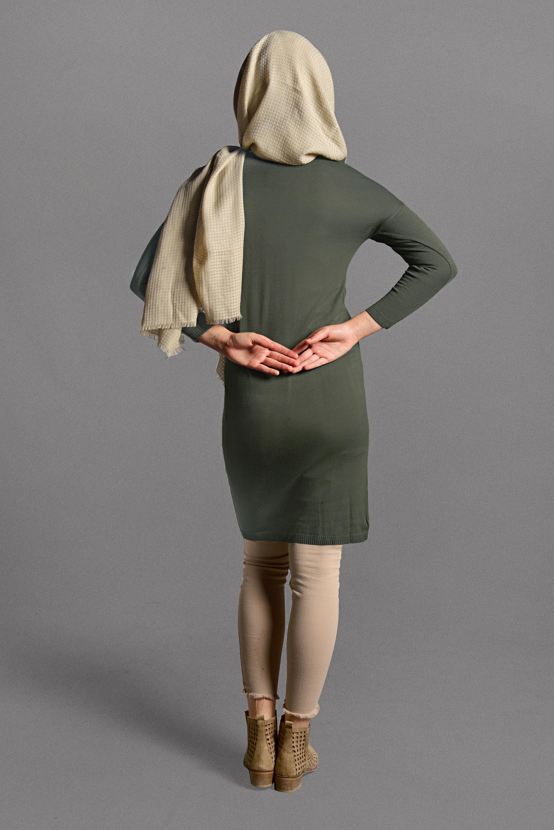 Tesettür giyim HAKİ CEPLİ TRİKO TUNİK 40424