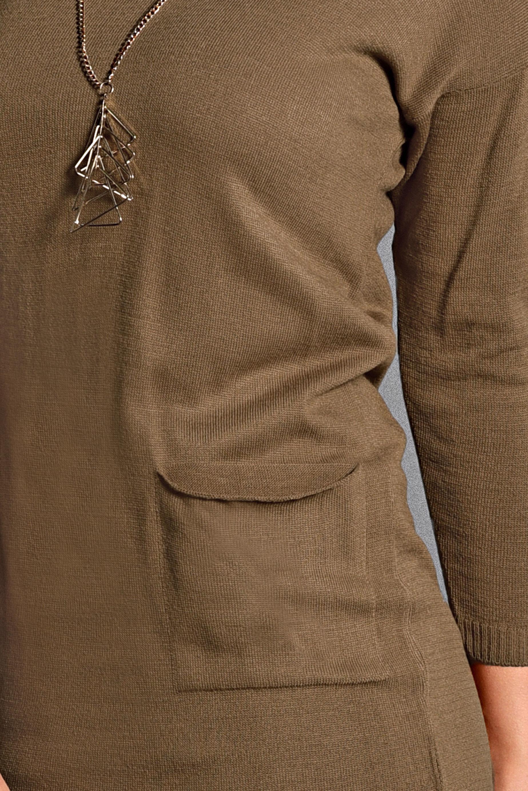 Tesettür giyim TABA CEPLİ TRİKO TUNİK 40424