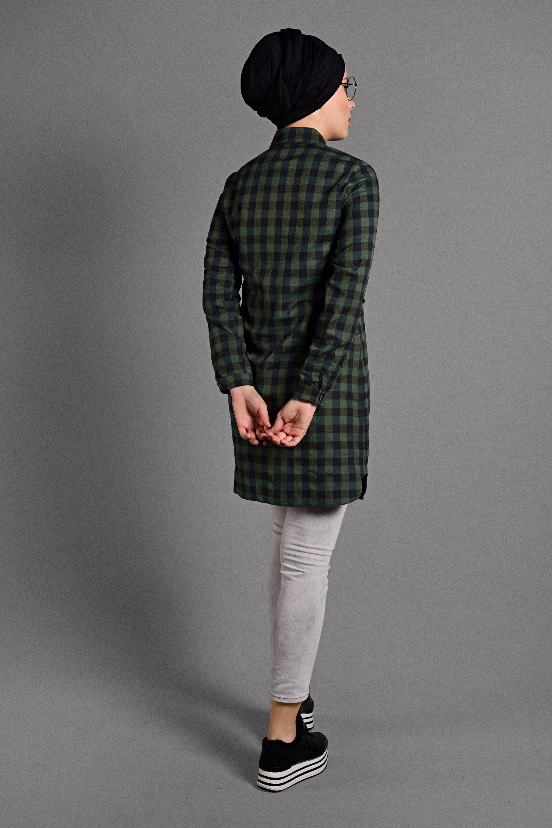 Hijab clothing KHAKI PLAIDED TUNIC 4043 