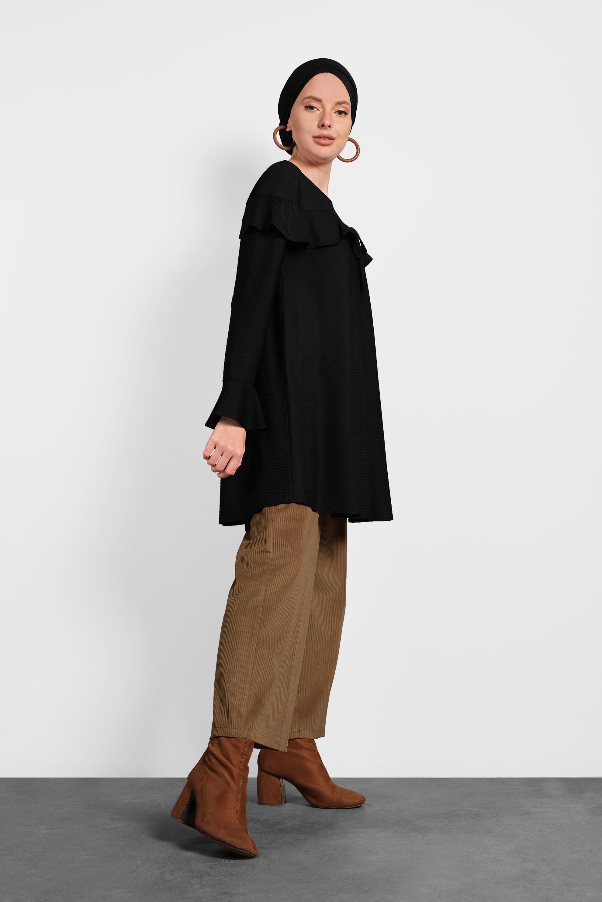 Hijab clothing BLACK FLOUNCE TUNIC 40269-1 