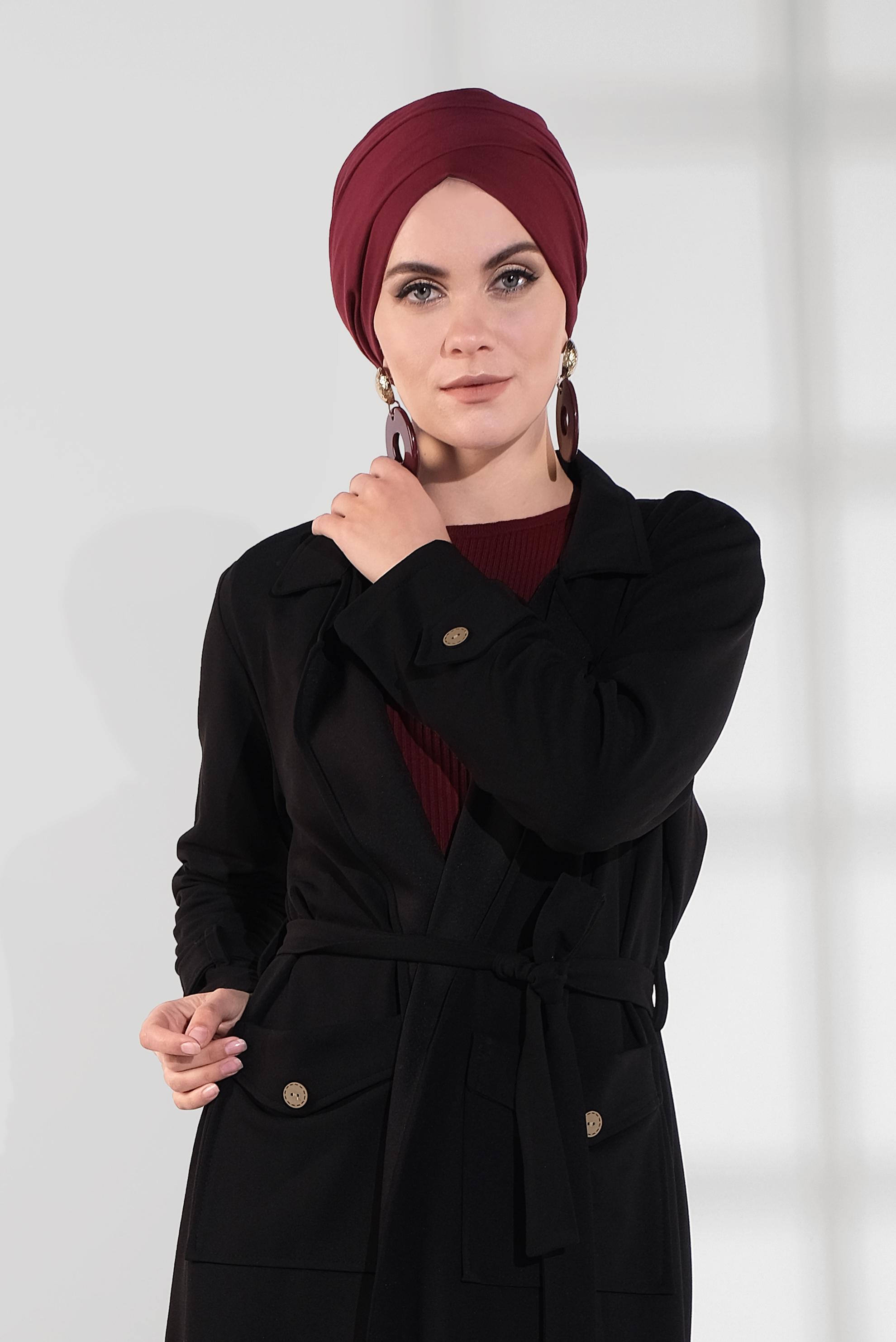 Hijab clothing BLACK CORDUROY TRENCH-COAT 4030  