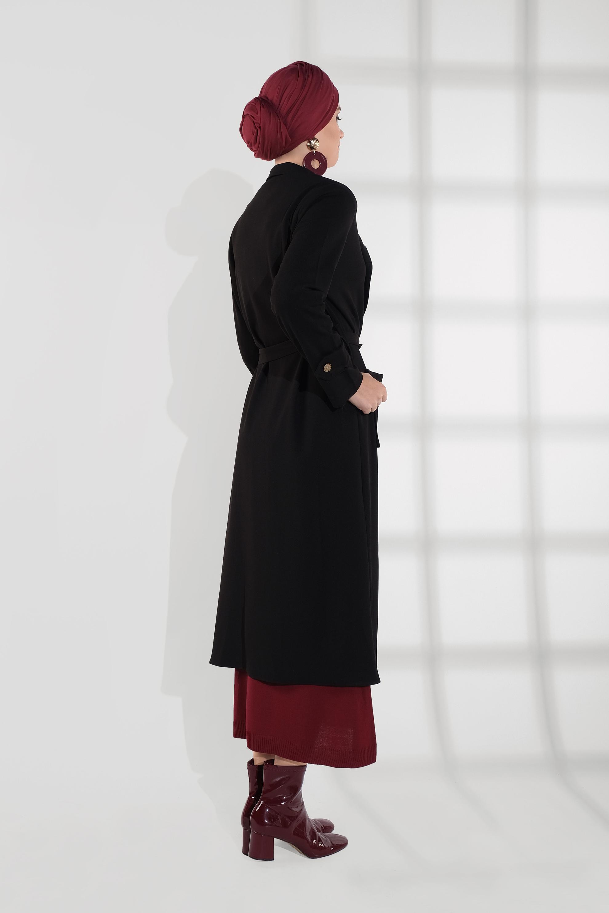 Hijab clothing BLACK CORDUROY TRENCH-COAT 4030  