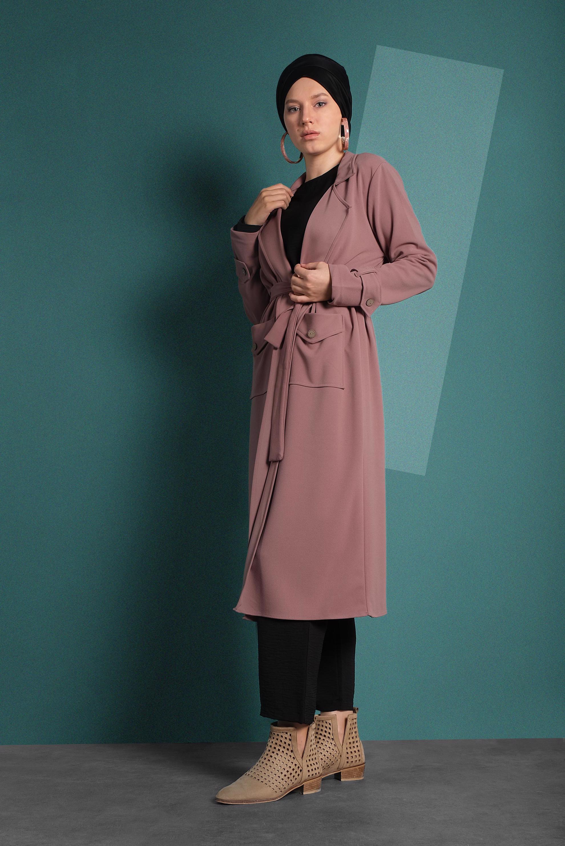 Hijab clothing POWDER CORDUROY TRENCH-COAT 4030  
