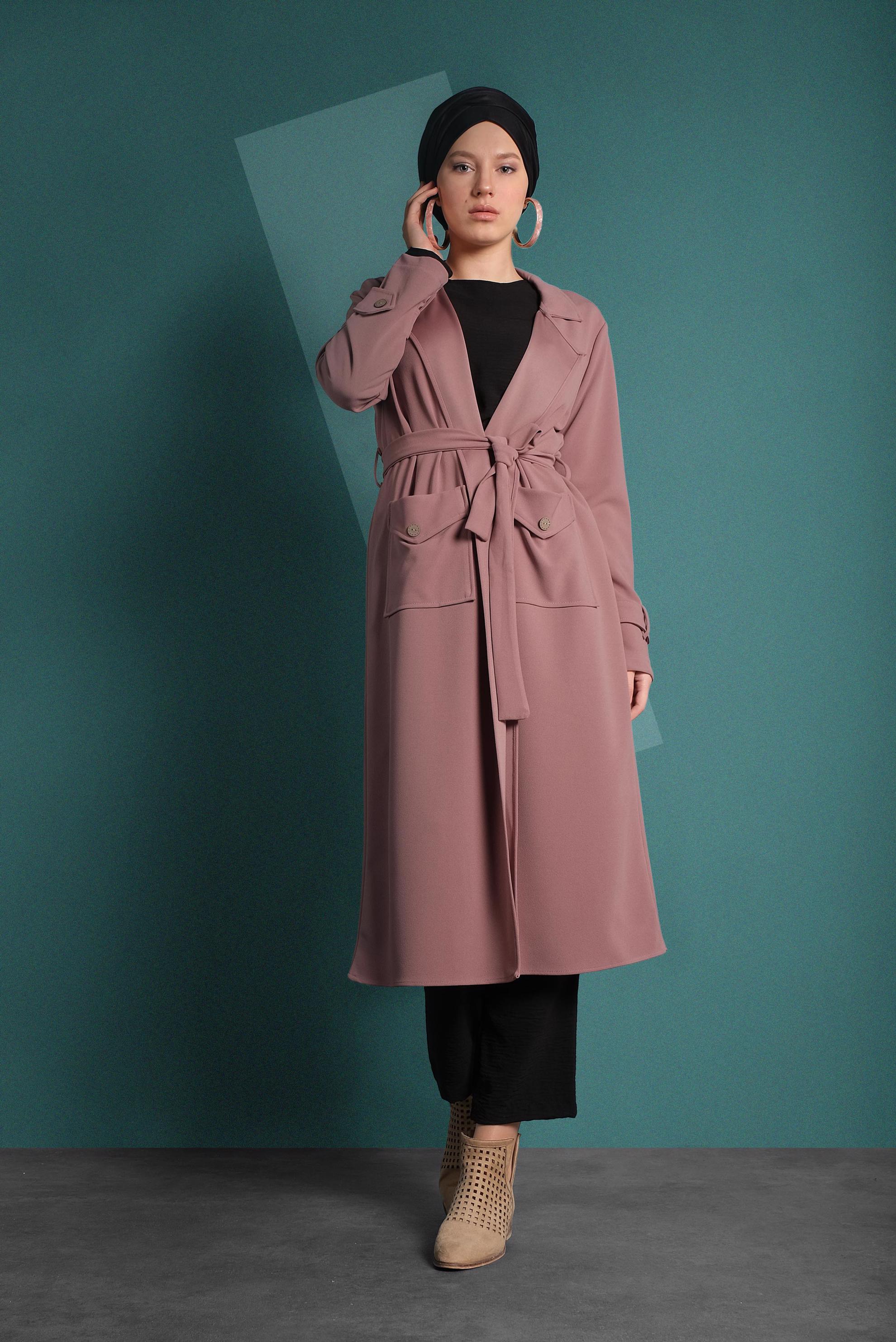 Hijab clothing POWDER CORDUROY TRENCH-COAT 4030  