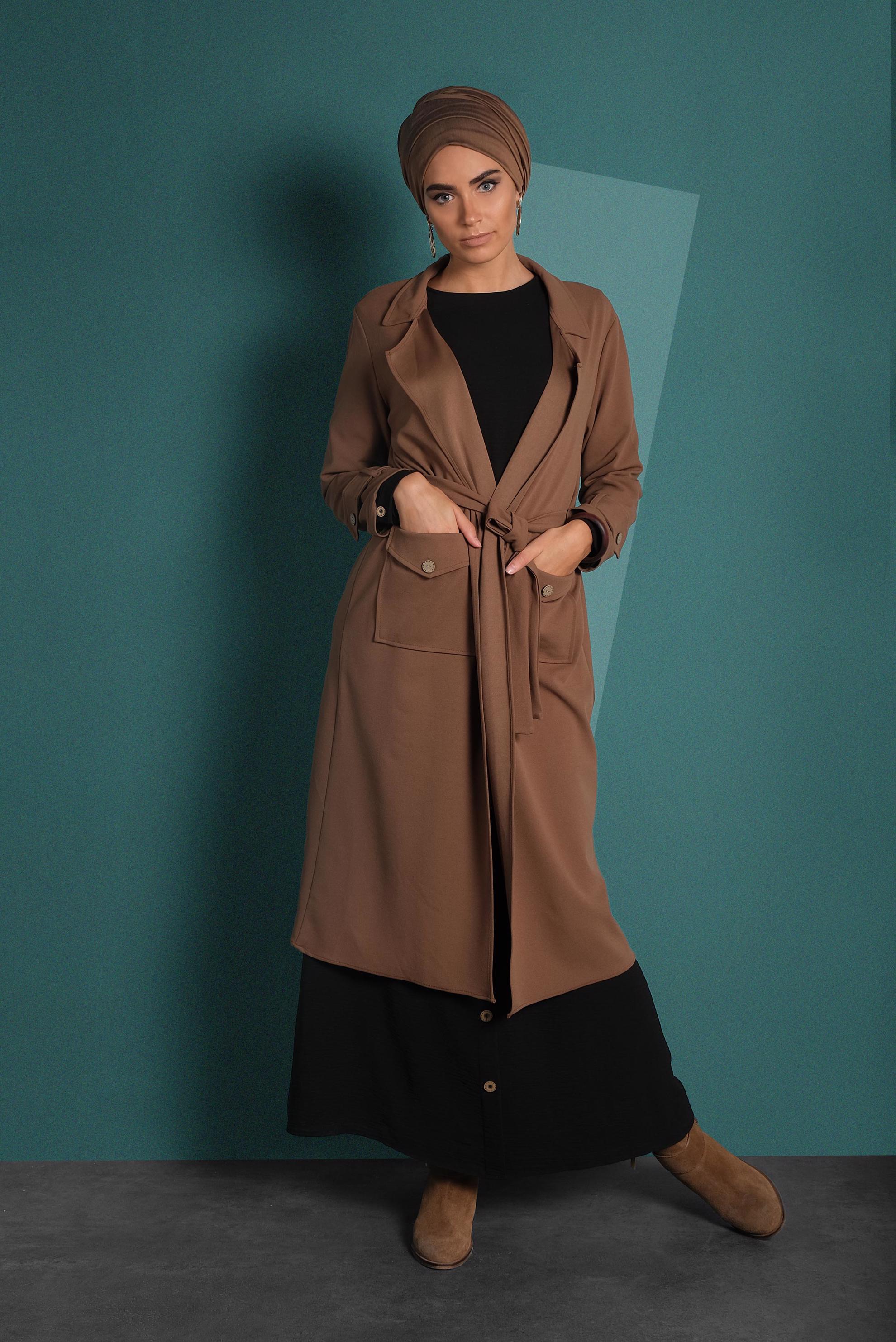 Hijab clothing TABA CORDUROY TRENCH-COAT 4030  