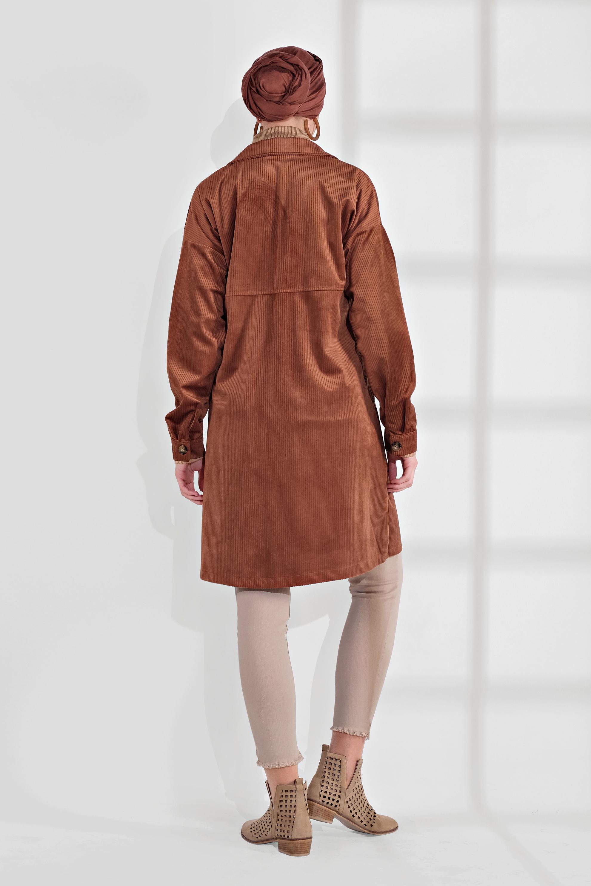 Hijab clothing ORANGE VELVET TRENCH-COAT 4031