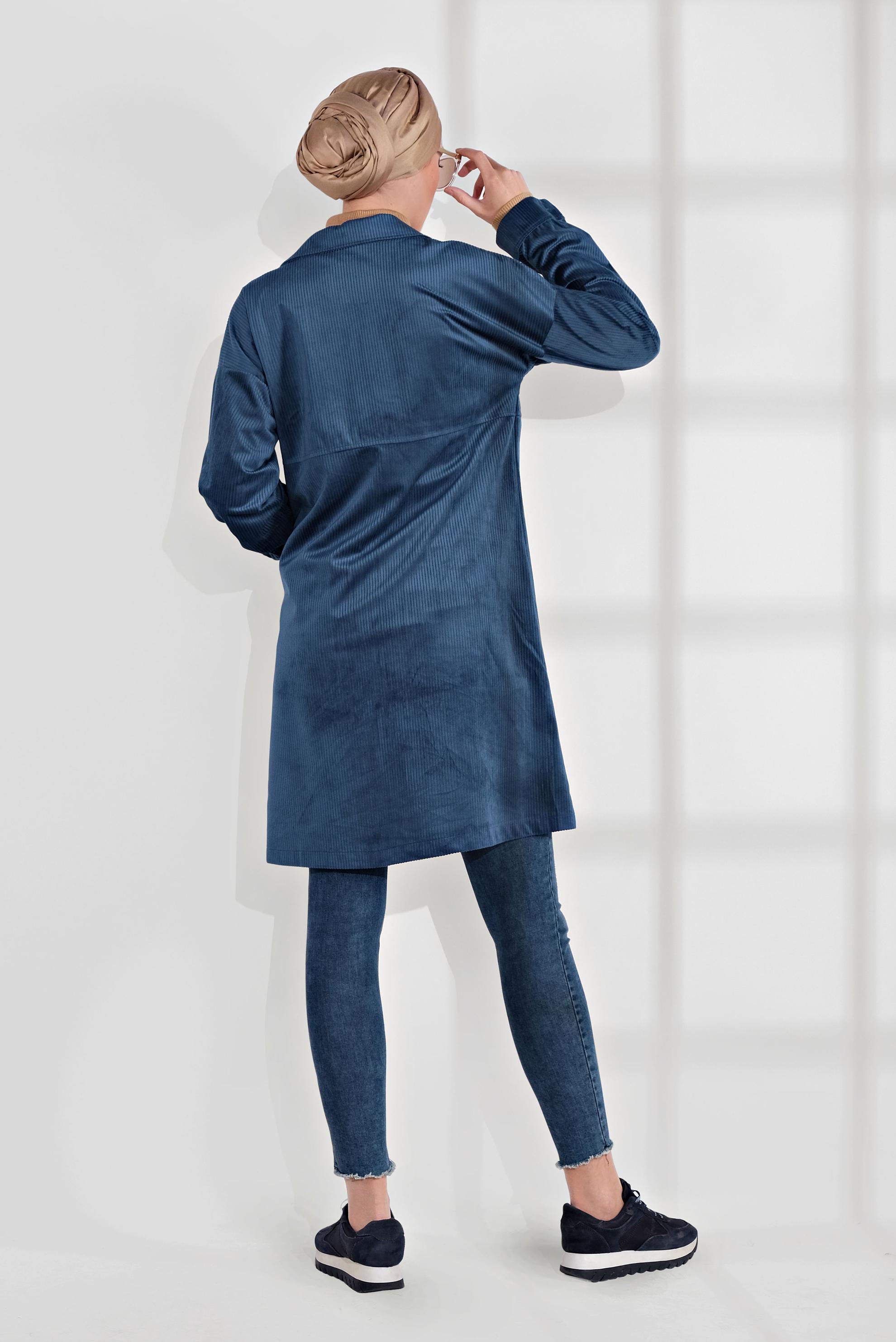 Hijab clothing BLUE VELVET TRENCH-COAT 4031