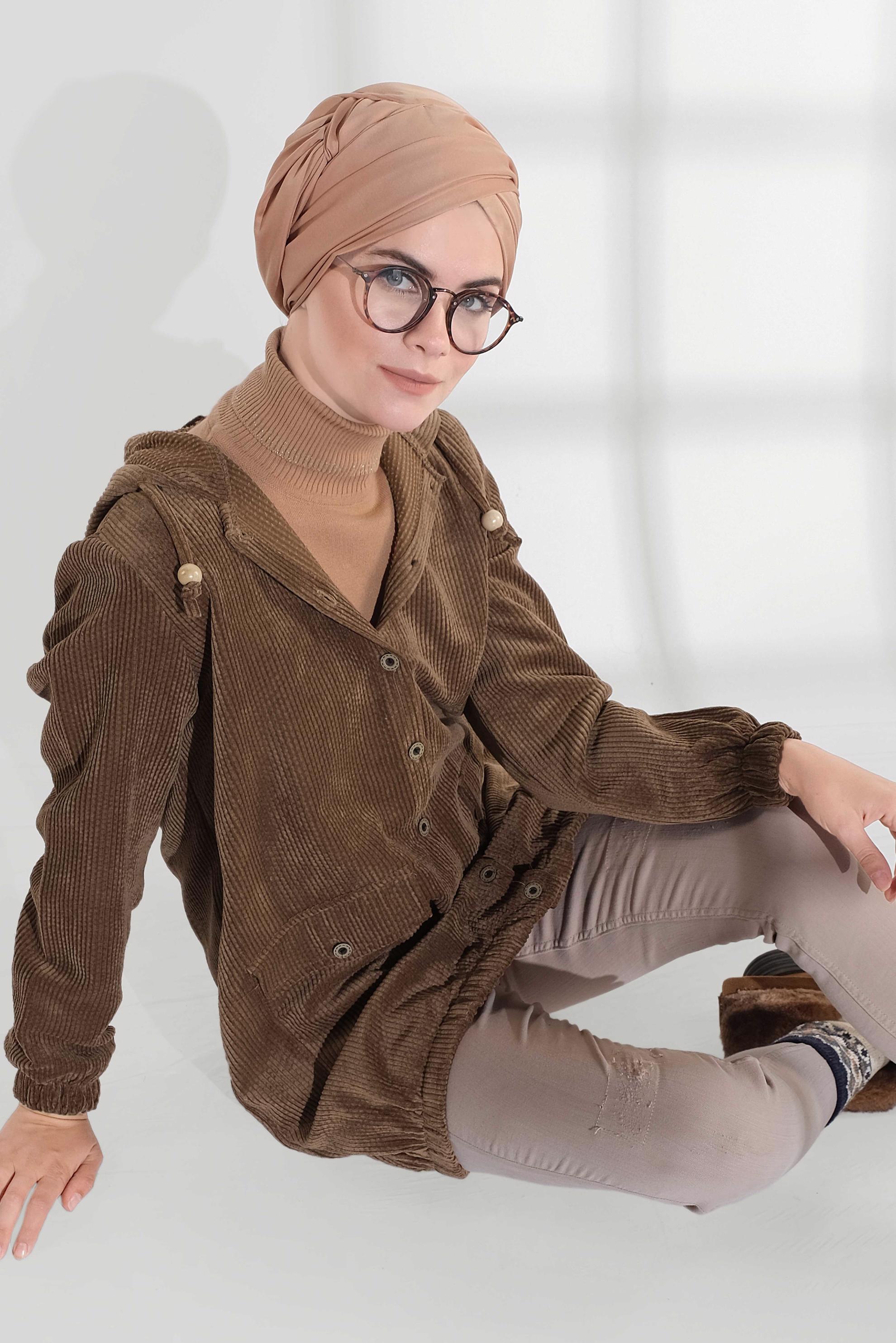 Hijab clothing BROWN CORDUROY TRENCH-COAT 4032