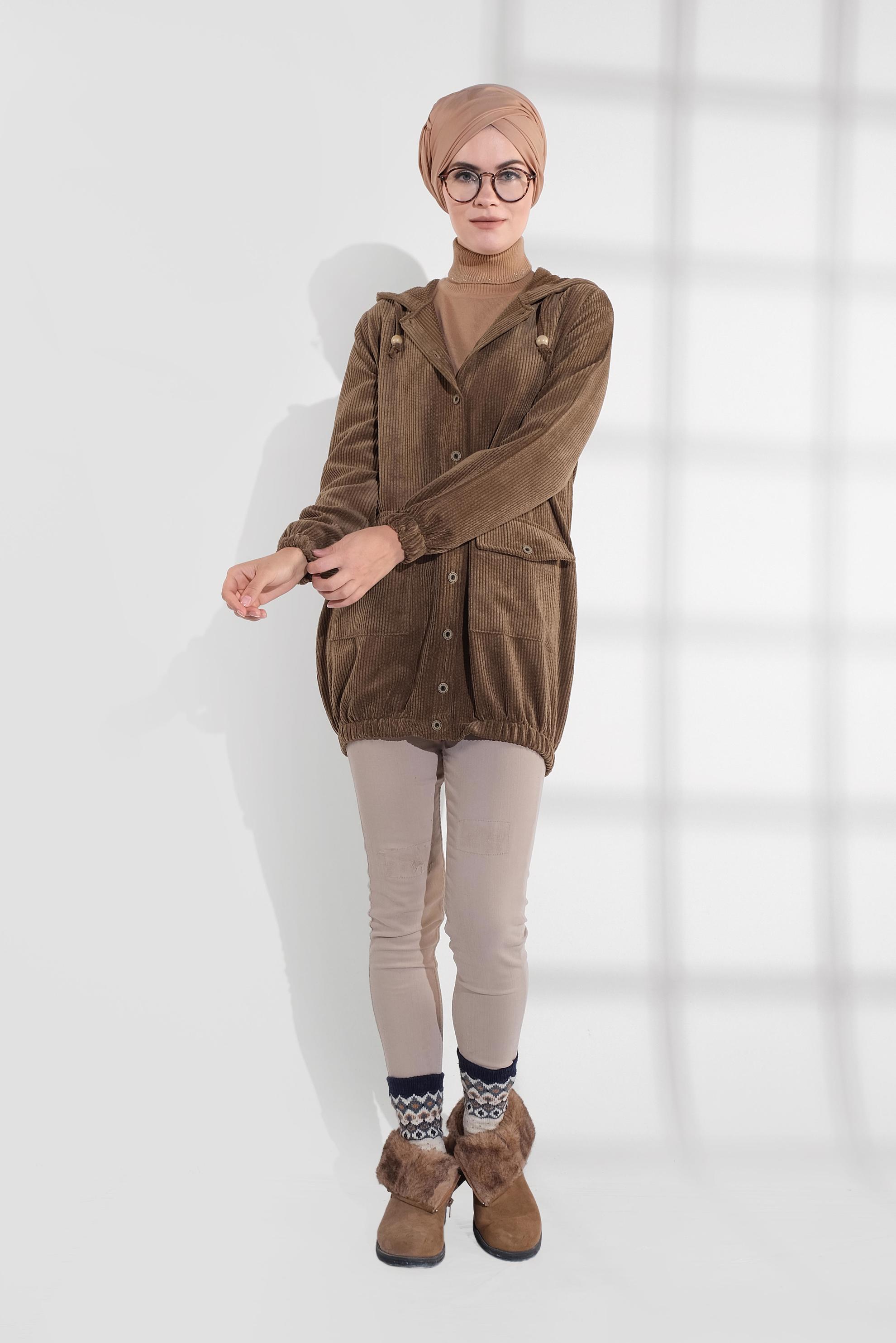 Hijab clothing BROWN CORDUROY TRENCH-COAT 4032