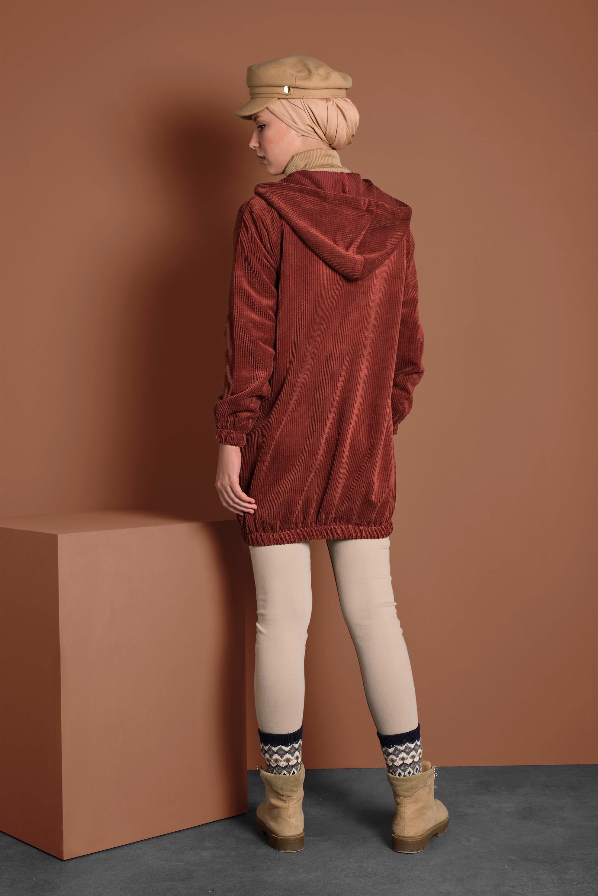 Hijab clothing ORANGE CORDUROY TRENCH-COAT 4032