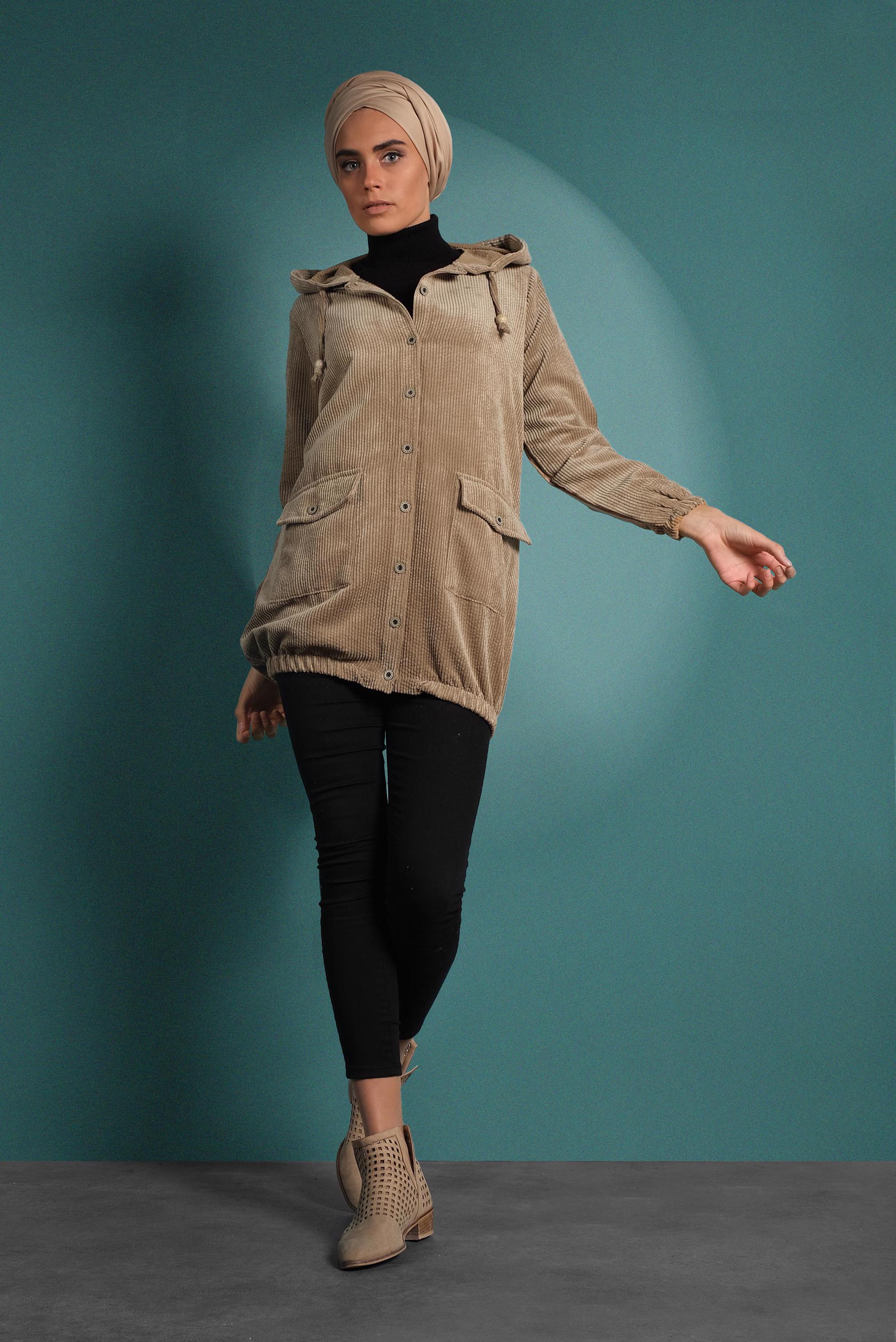 Hijab clothing TABA CORDUROY TRENCH-COAT 4032