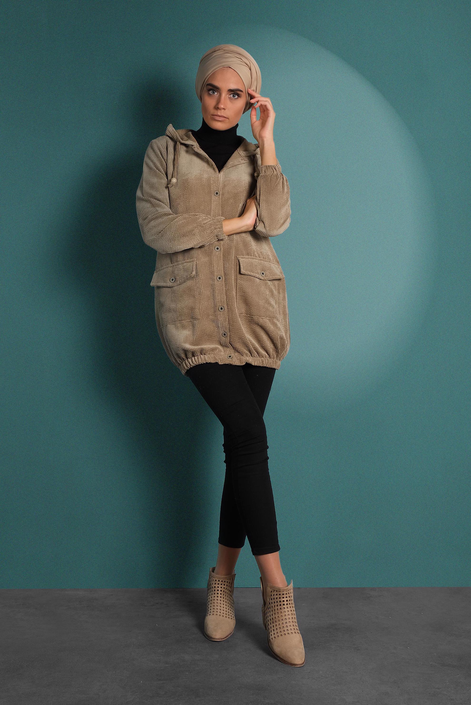 Hijab clothing TABA CORDUROY TRENCH-COAT 4032