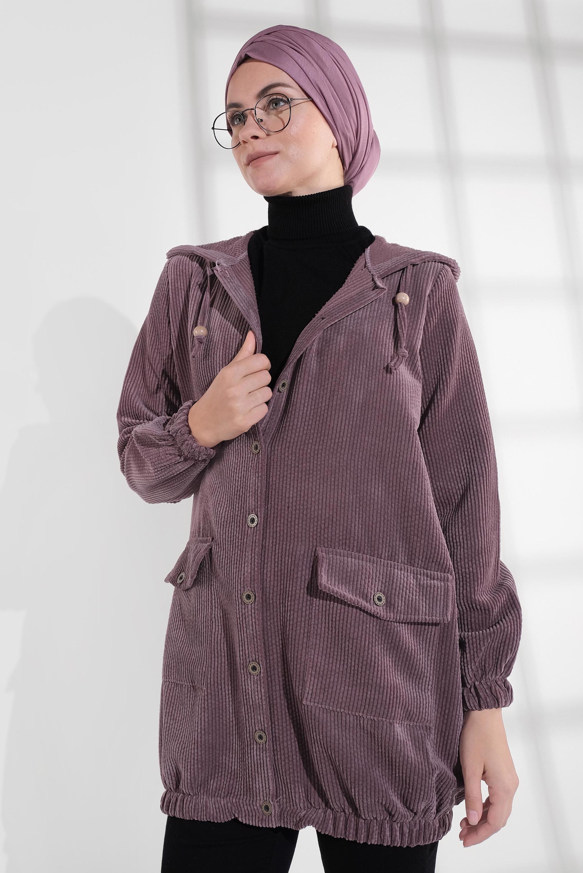 Hijab clothing PINK CORDUROY TRENCH-COAT 4032