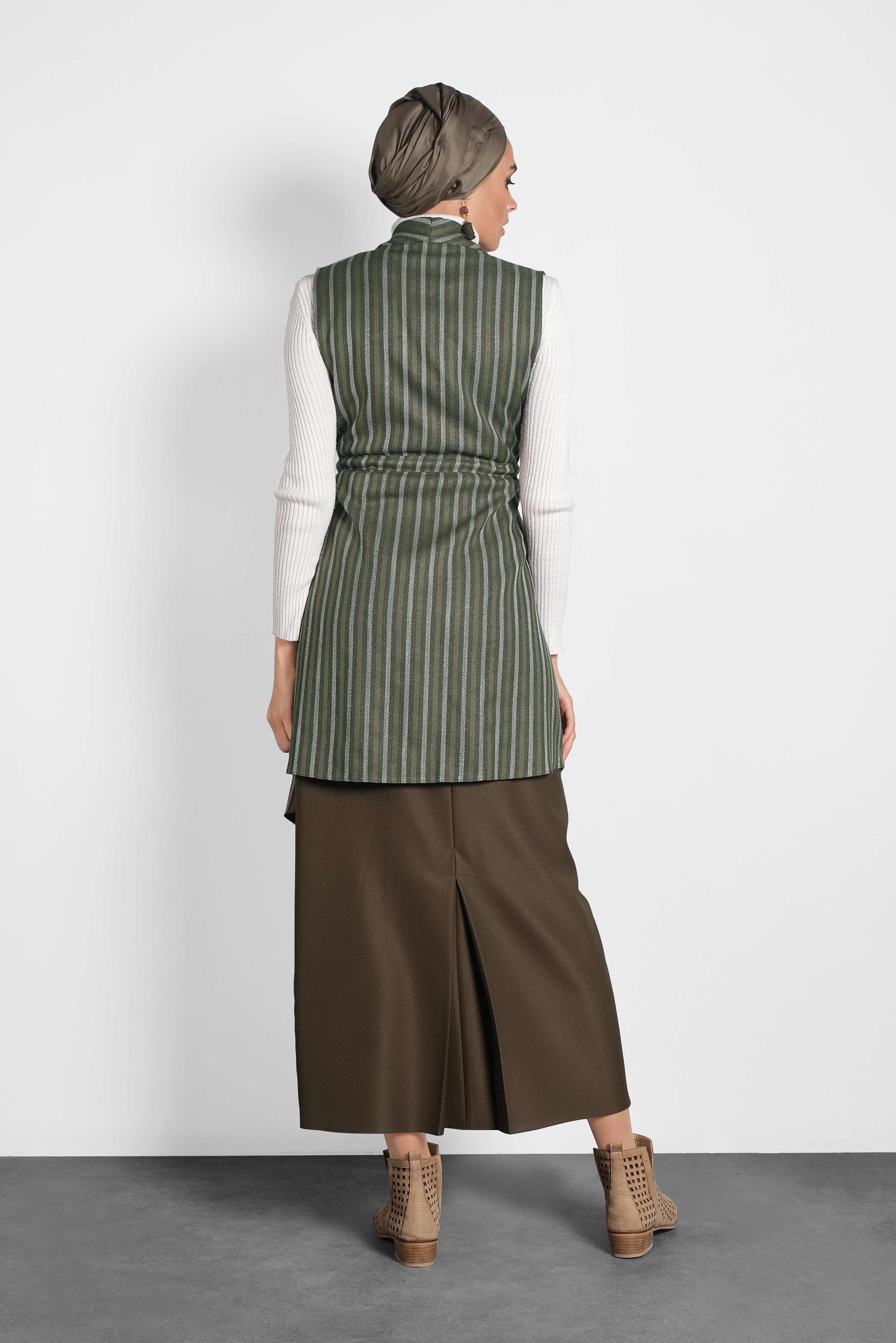 Vêtements hijab KAKI GILET À COUPE ASYMÉTRIQUE 40234 