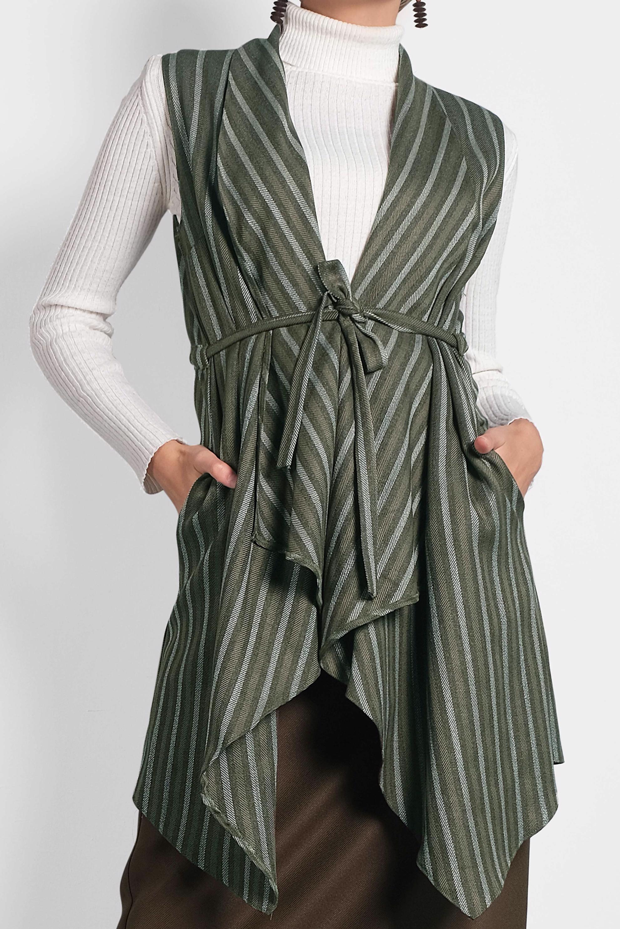 Vêtements hijab KAKI GILET À COUPE ASYMÉTRIQUE 40234 