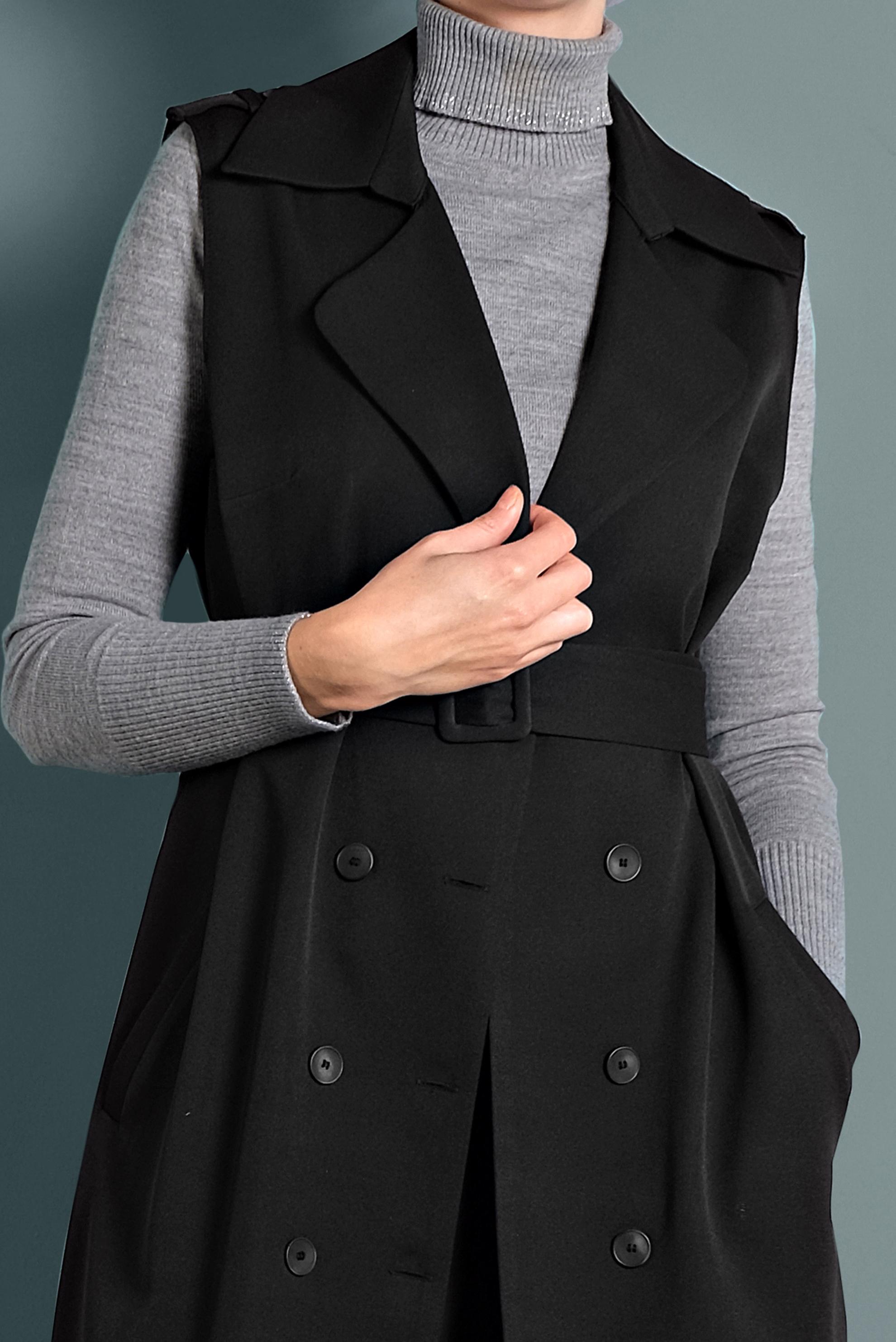 Tesettür giyim SİYAH KRUVAZE DÜĞMELİ YELEK 40245