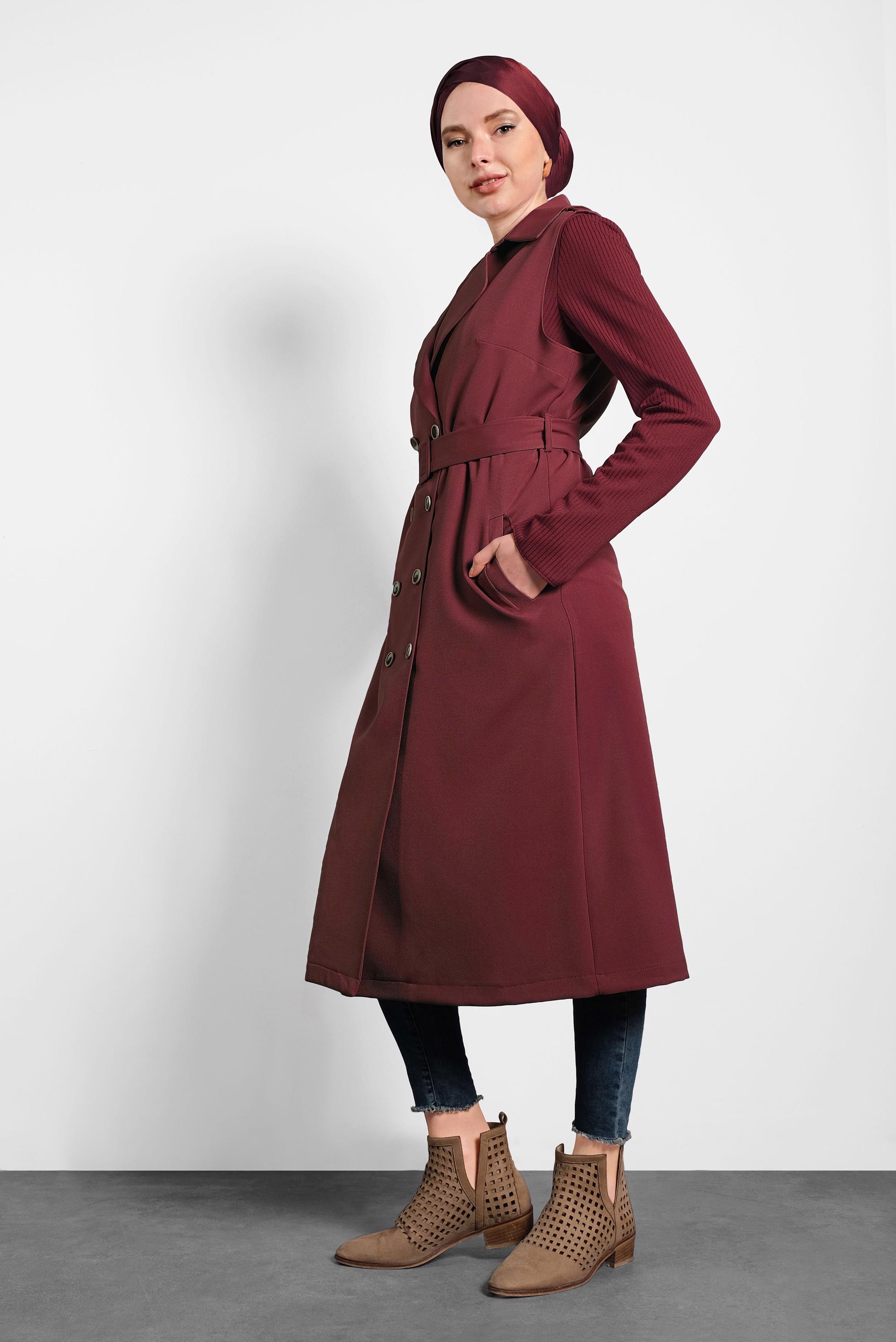 Tesettür giyim BORDO 40245 NEW ZADE YELEK 36/44 TEK38