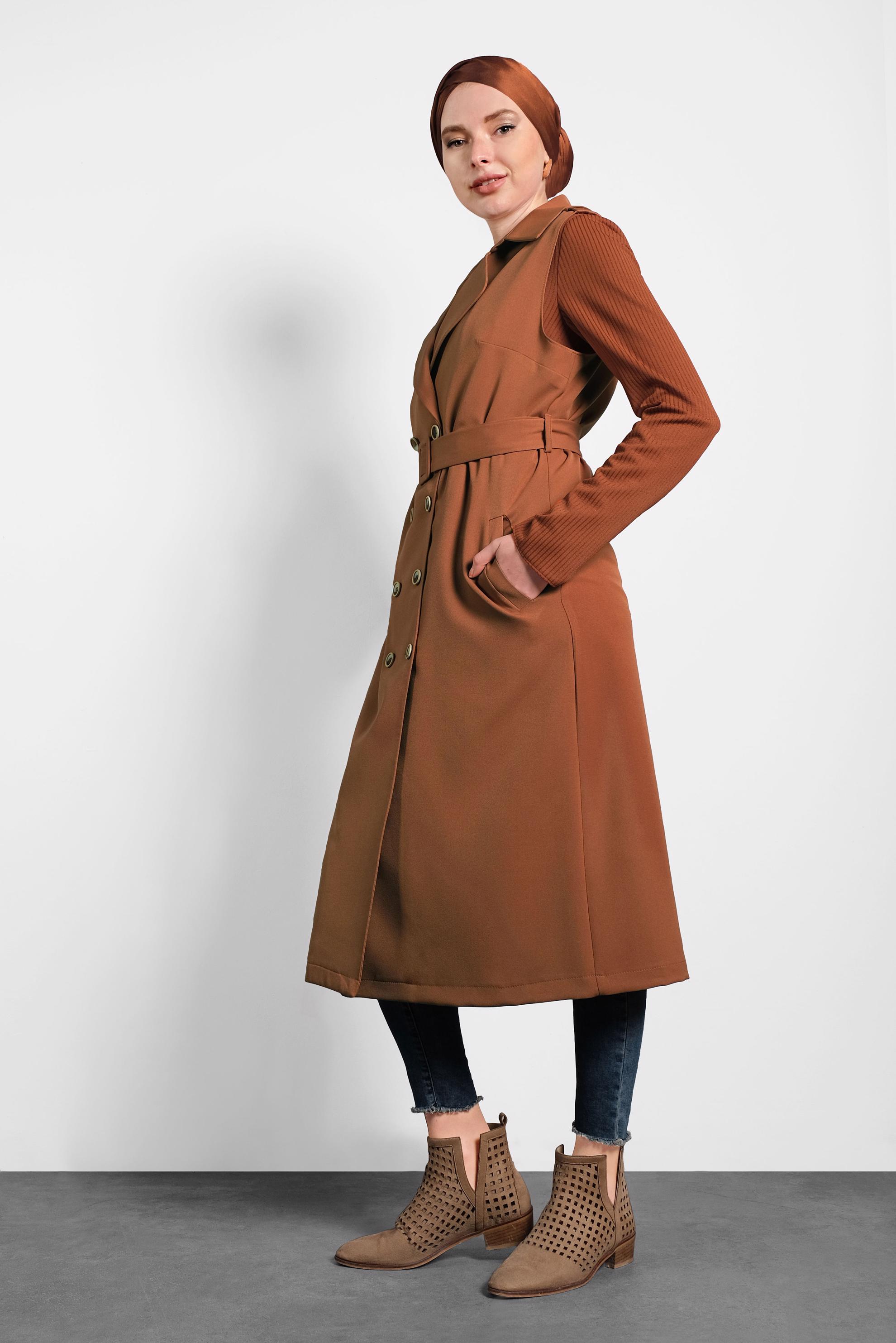 Hijab clothing TABA DOUBLE BREASTED BUTTONED VEST 40245 