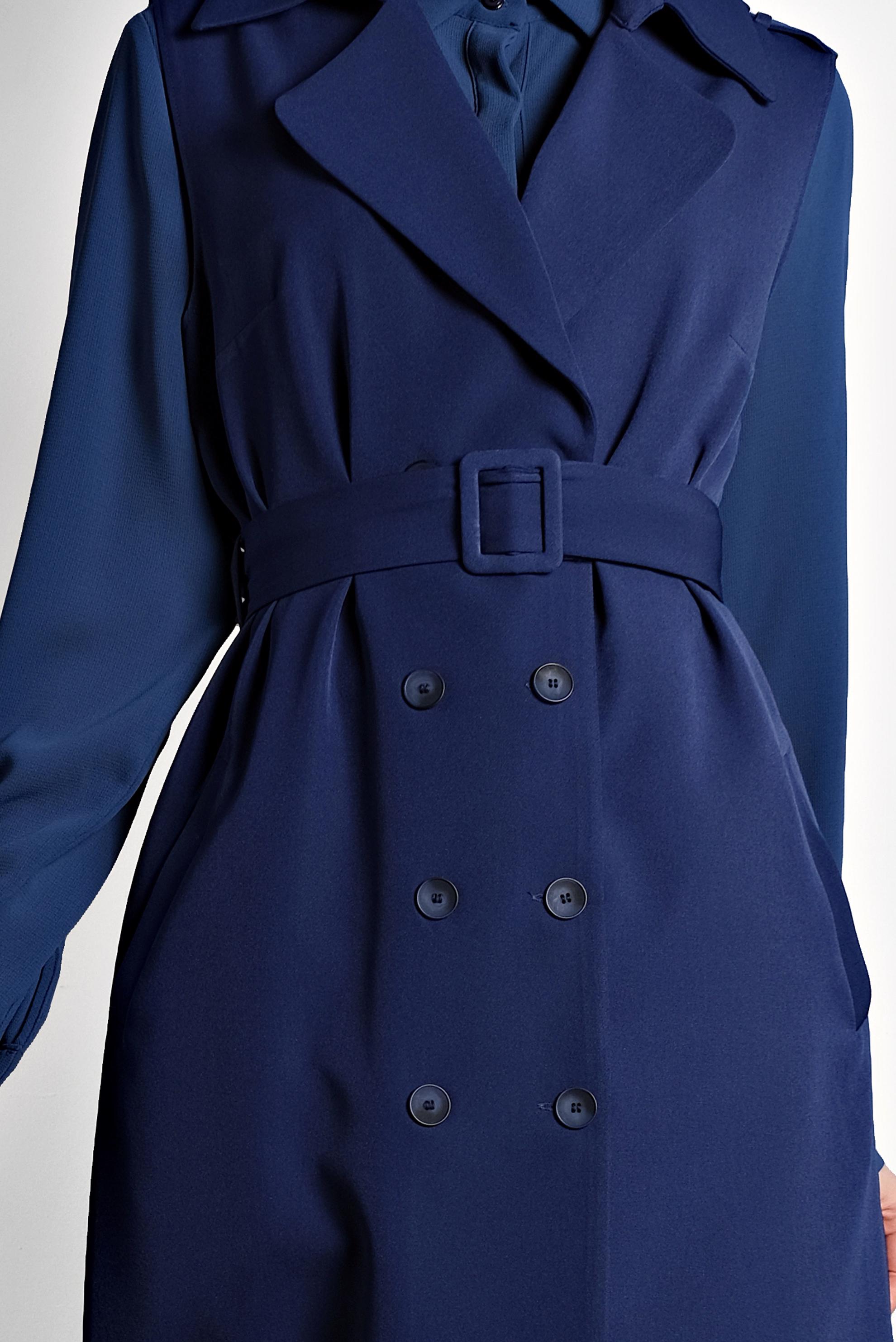 Tesettür giyim LACİVERT KRUVAZE DÜĞMELİ YELEK 40245