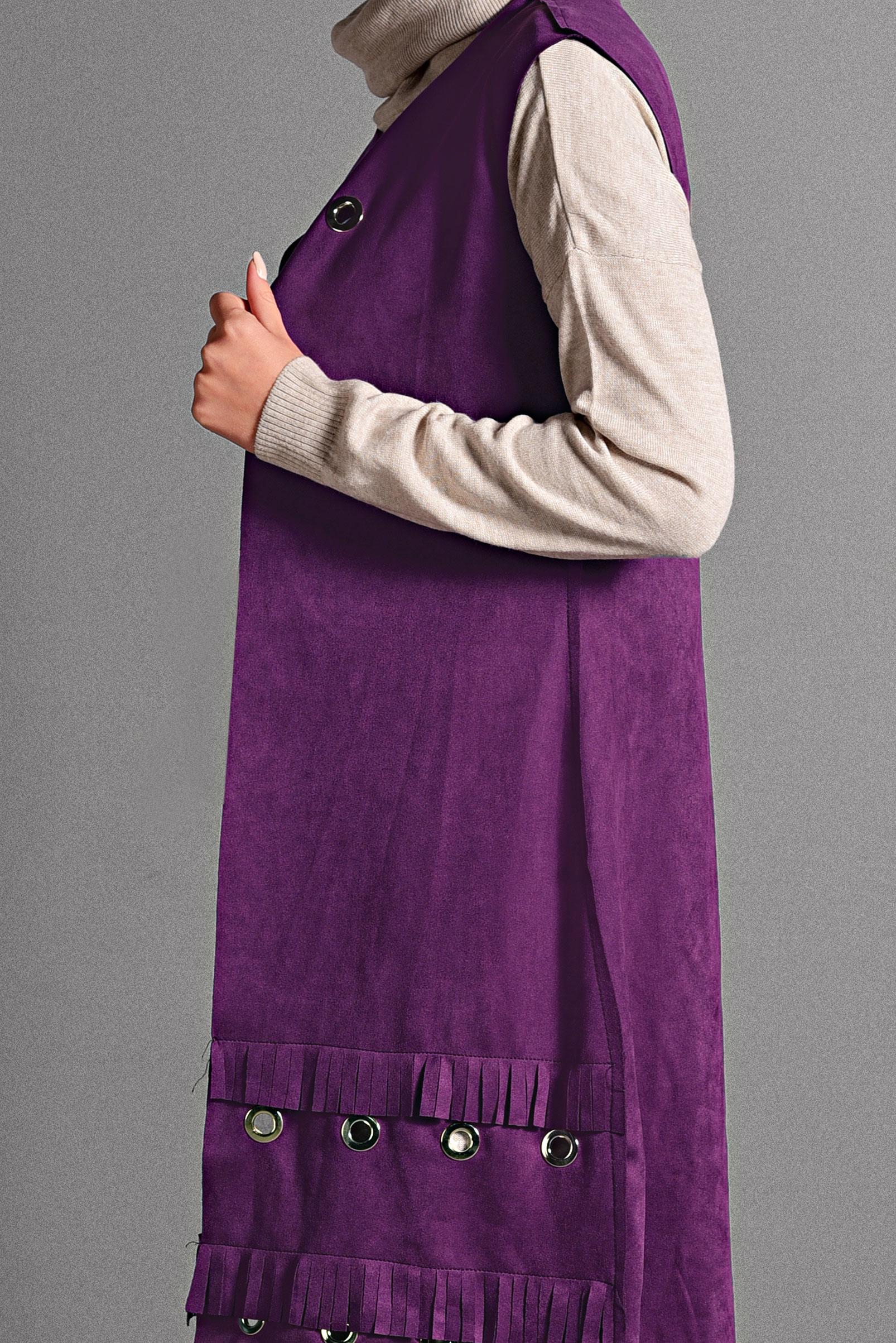 Hijab clothing PURPLE GROMMET DETAILED SUEDE VEST 4035 