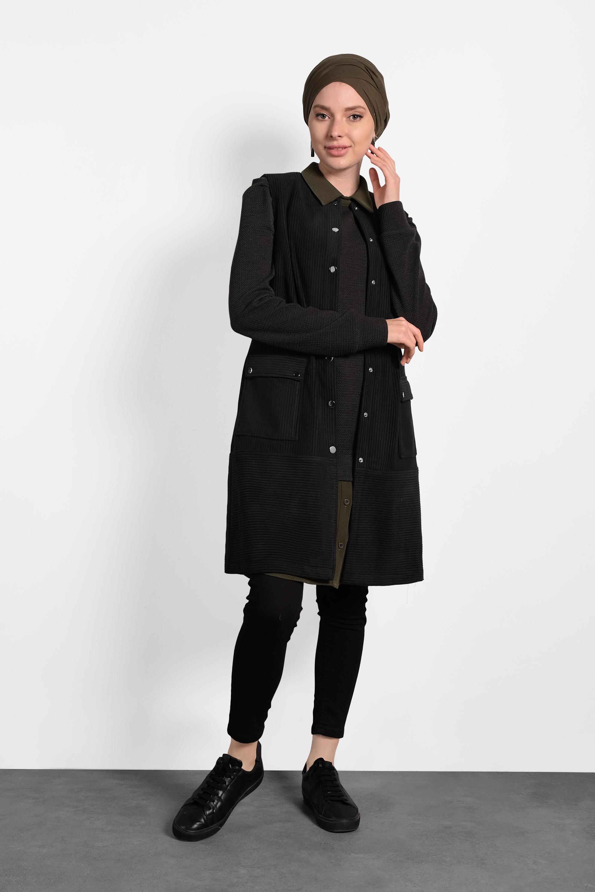 Hijab clothing BLACK CORDUROY VEST 40352 