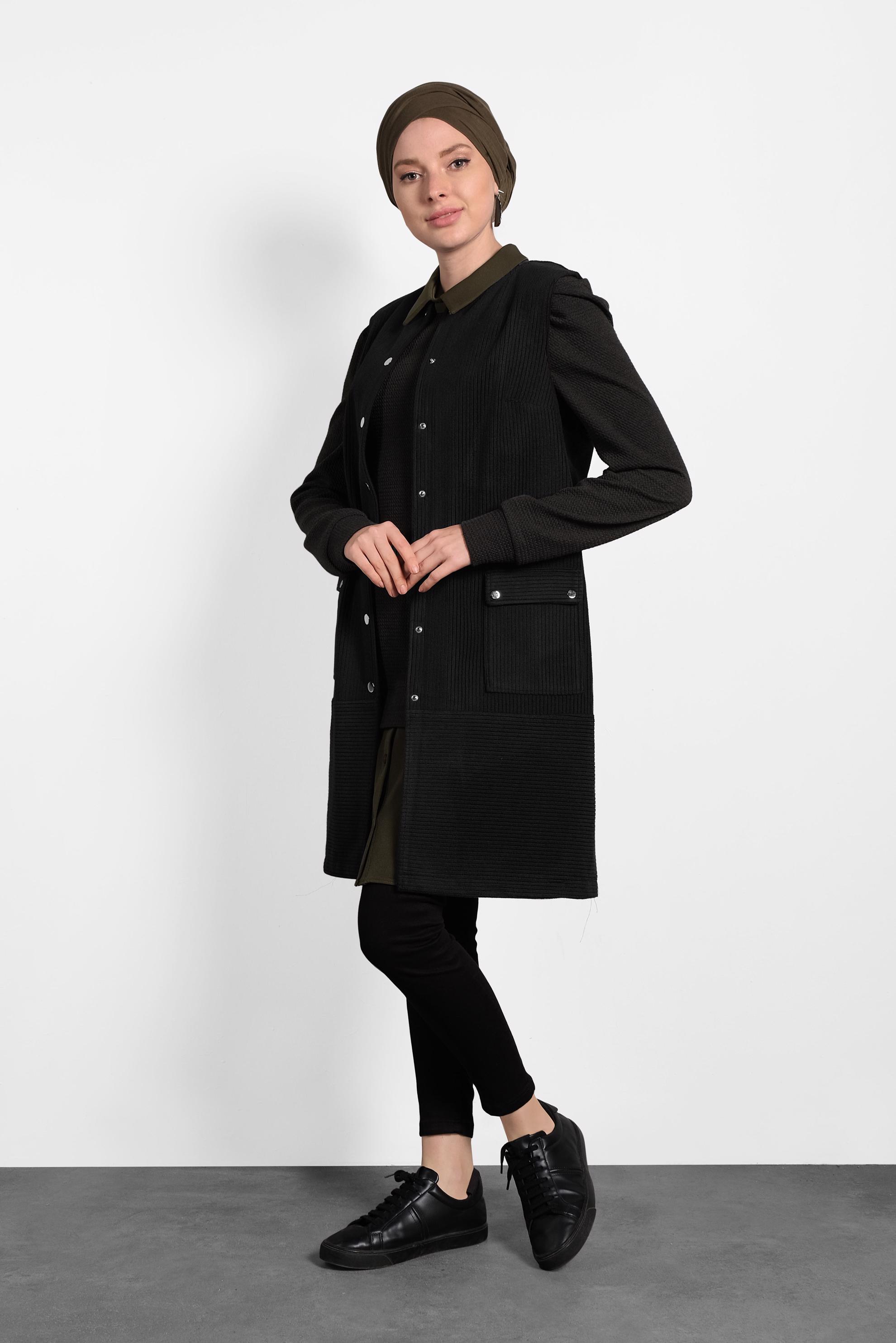 Hijab clothing BLACK CORDUROY VEST 40352 