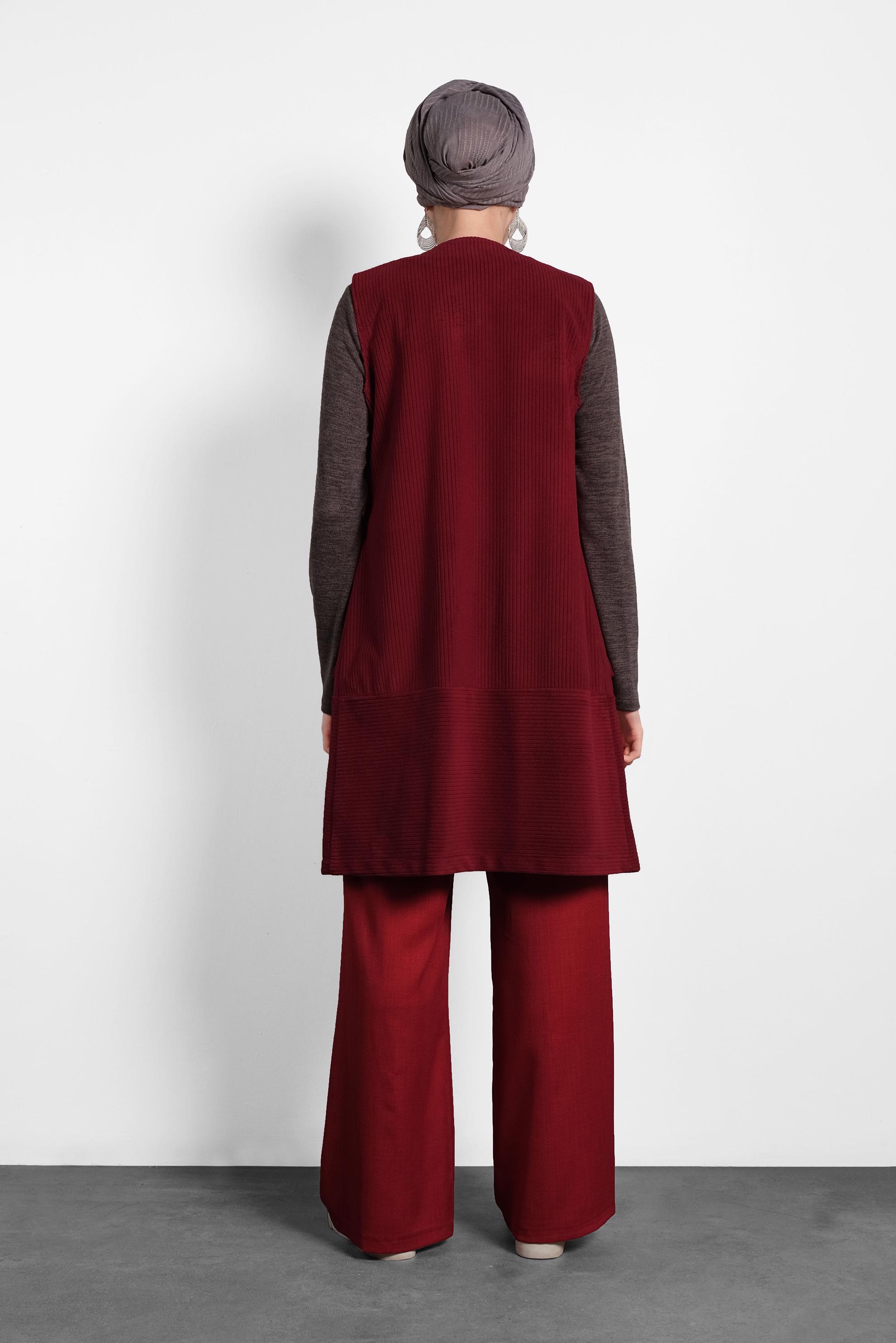 Hijab clothing CLARET RED CORDUROY VEST 40352 