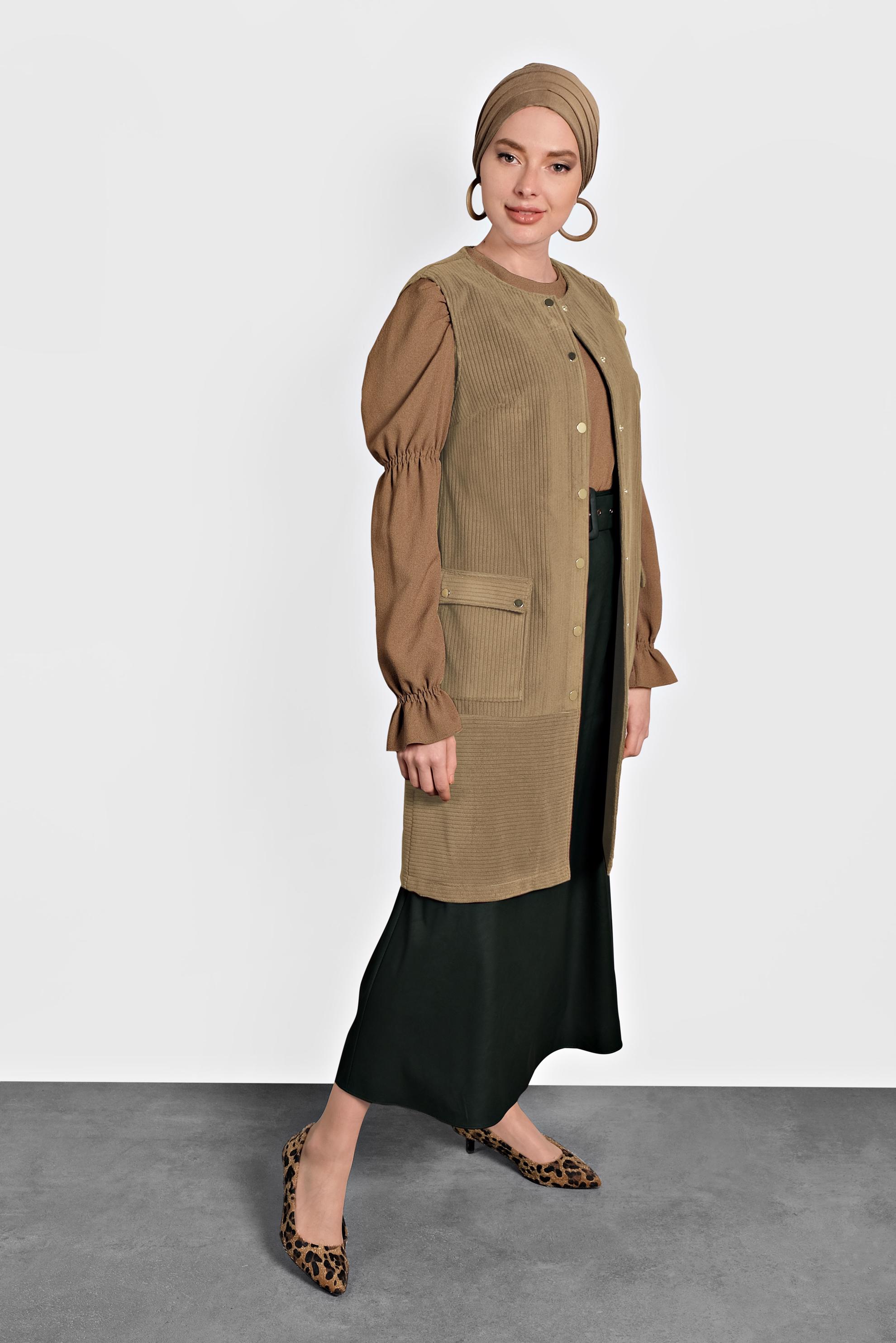 Hijab clothing BROWN CORDUROY VEST 40352 