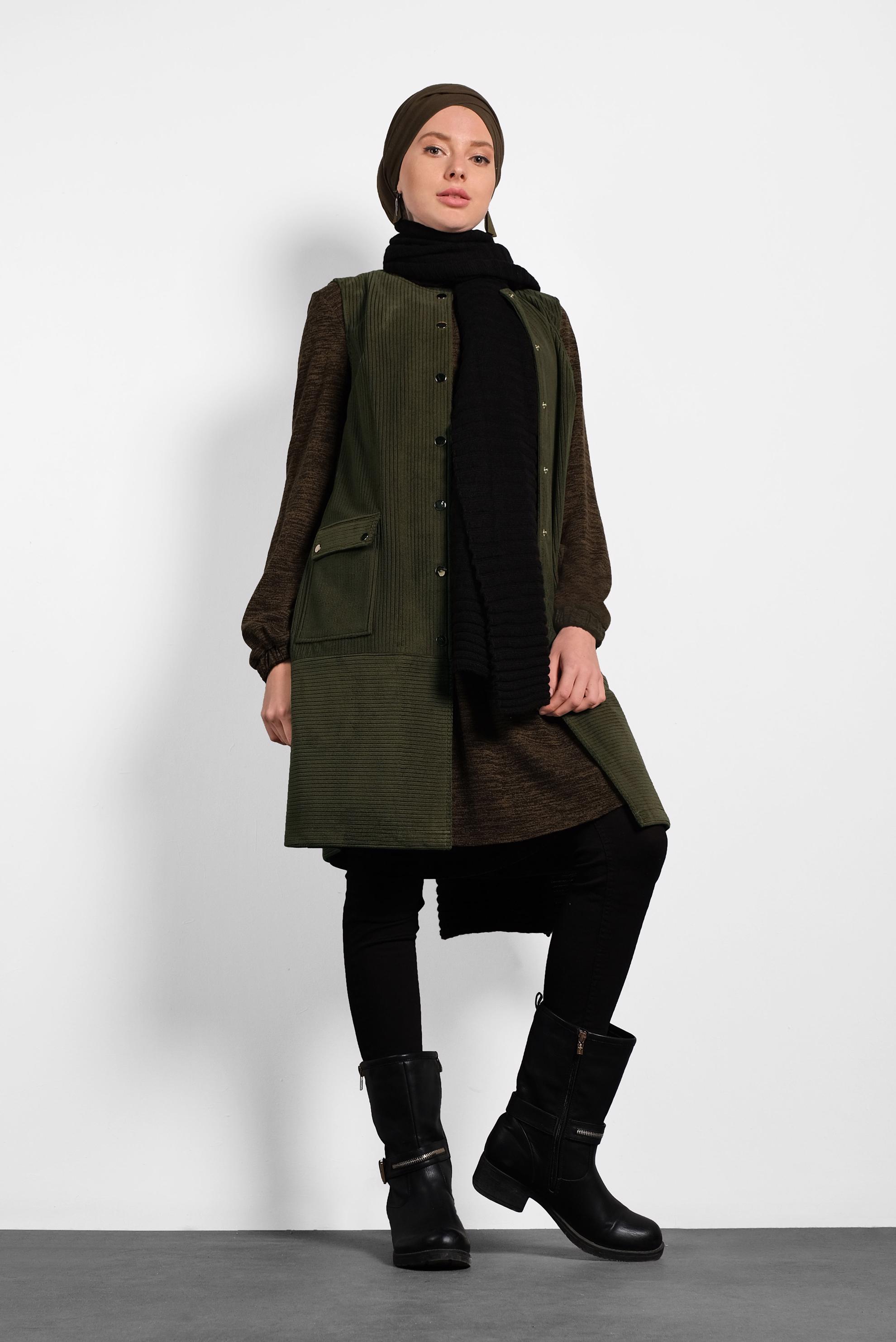 Hijab clothing KHAKI CORDUROY VEST 40352 