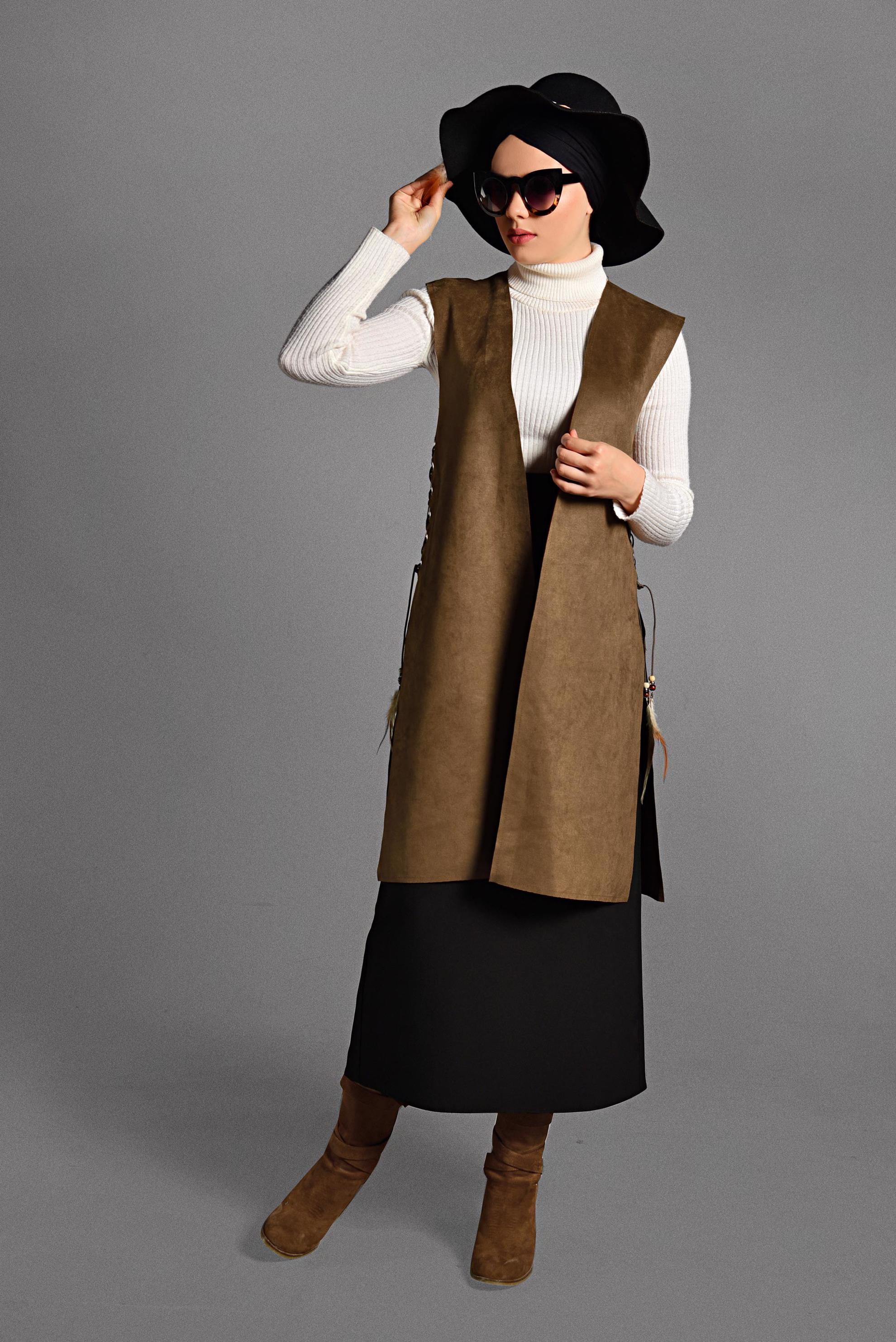 Hijab clothing TABA GROMMET DETAILED VEST 4037 